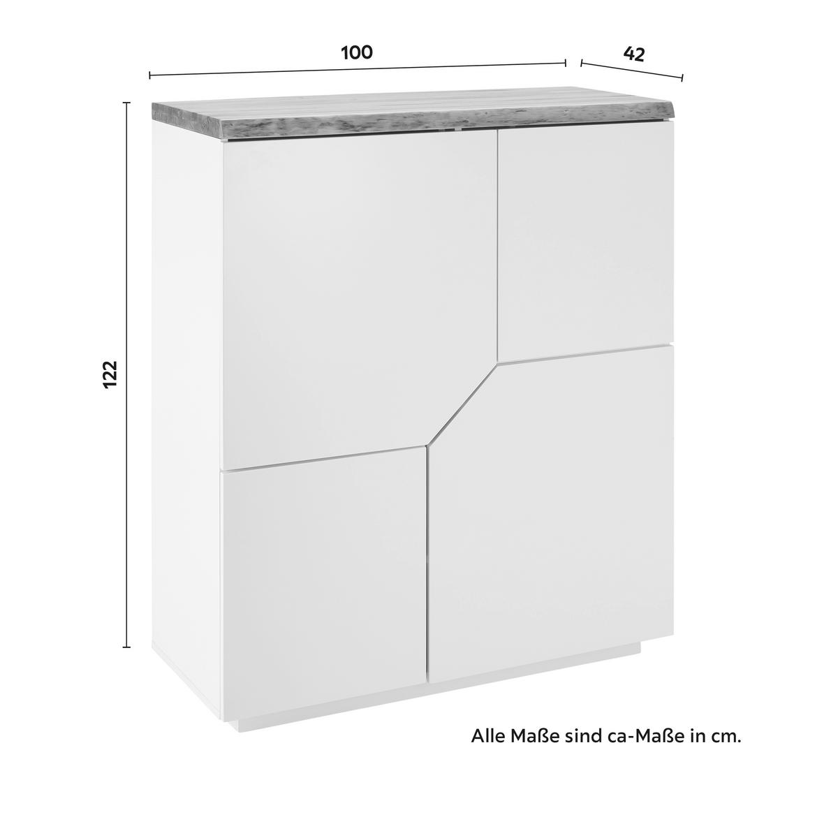 KOMMODE in weiss "Carlos" - Weiss/Eichefarben, Modern, Holz (100/122/42cm) - Bessagi Home