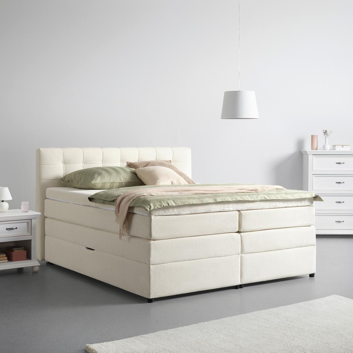 Boxspringbett Fano Beige ca. 180x200cm - Beige/Schwarz, KONVENTIONELL, Kunststoff/Textil (180/200cm) - Mömax