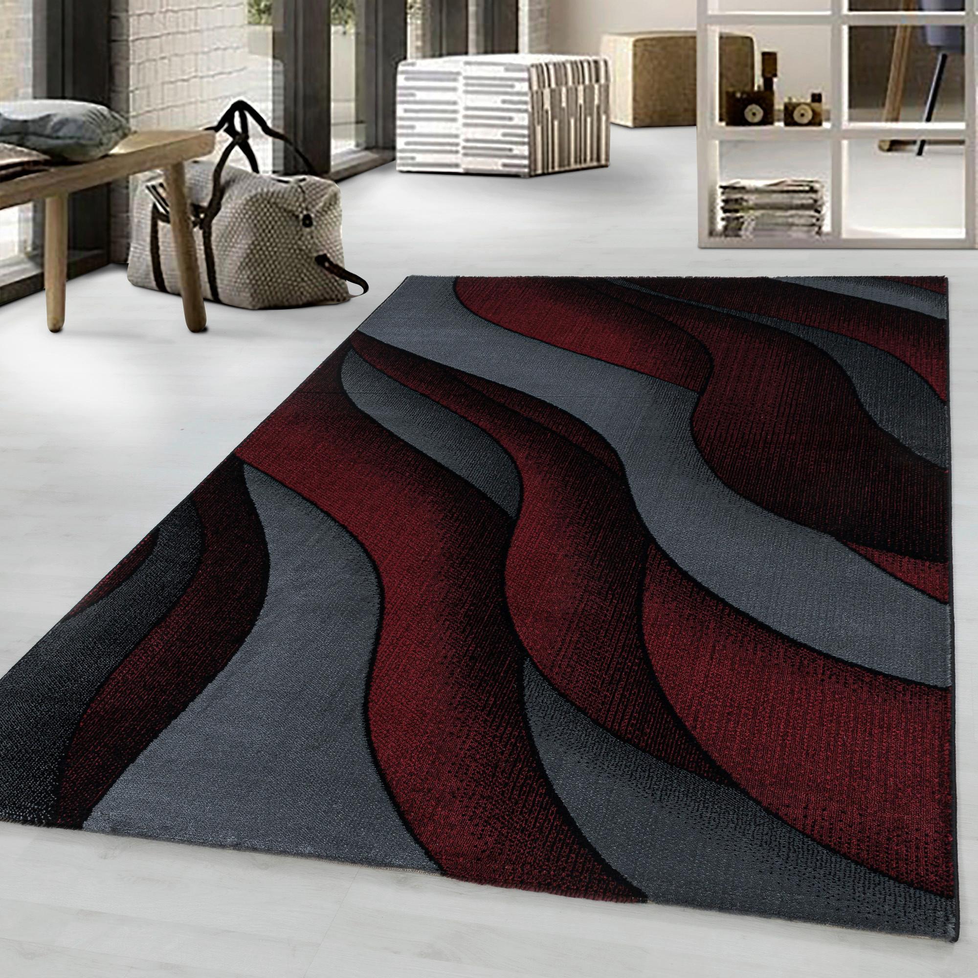 Webteppich Costa Rot ca. 140x200cm - Rot/Schwarz, Design, Textil (140/200cm)