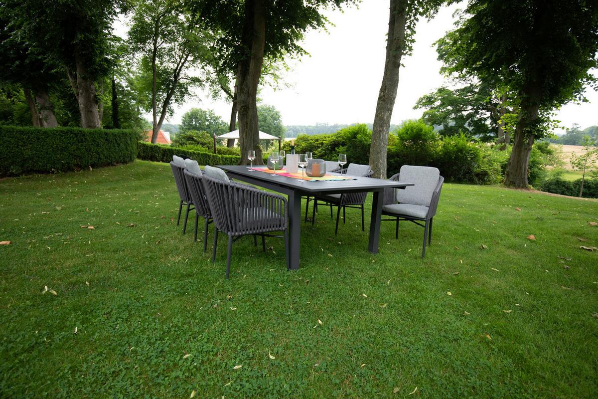Gartenset Manhattan Anthrazit/Grau - Anthrazit/Grau, Basics, Textil/Metall (180/240/100/70cm) - Gardenson