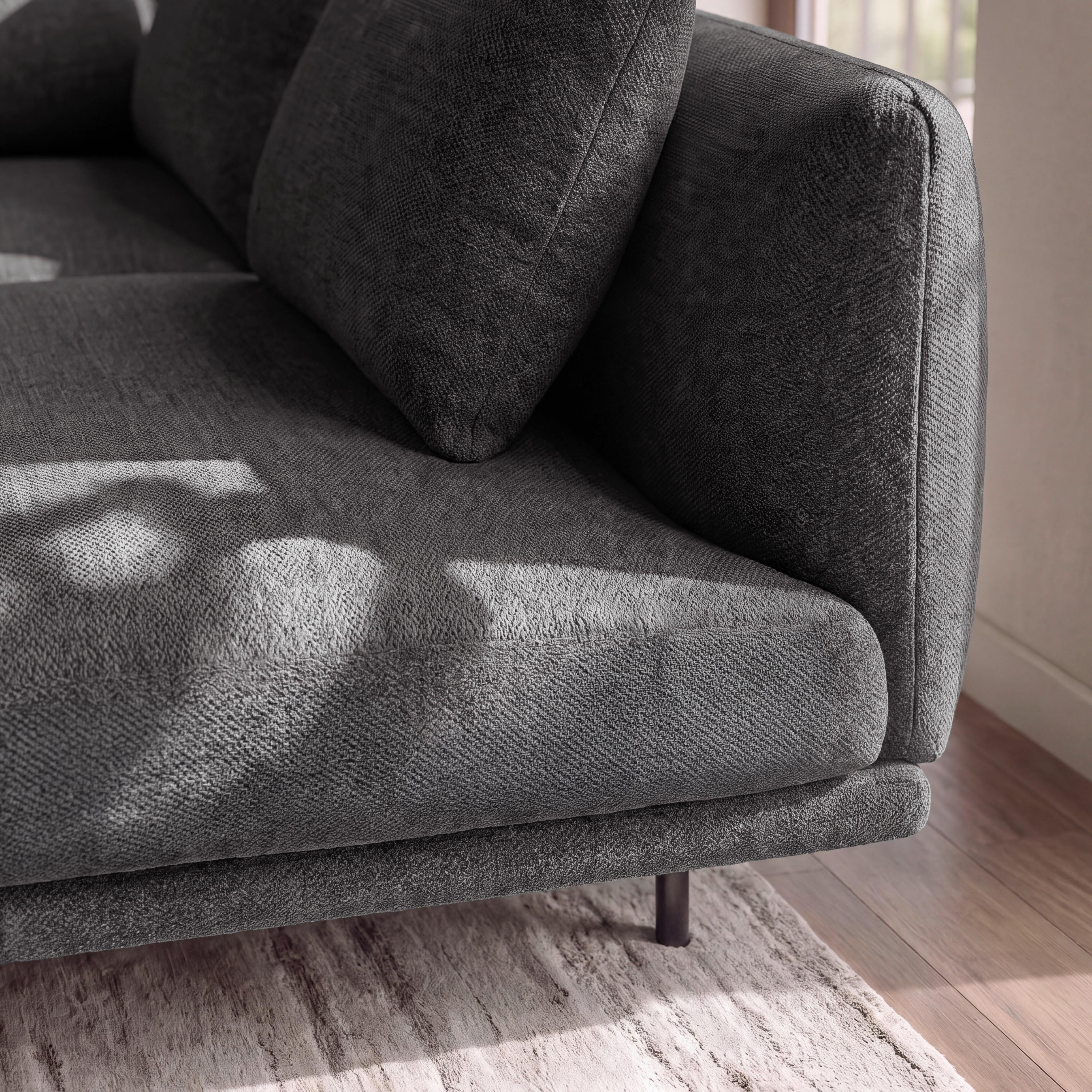 SOFFA CELINA - mörkgrå/svart, Modern, metall/trä (278/175cm) - Bessagi Home