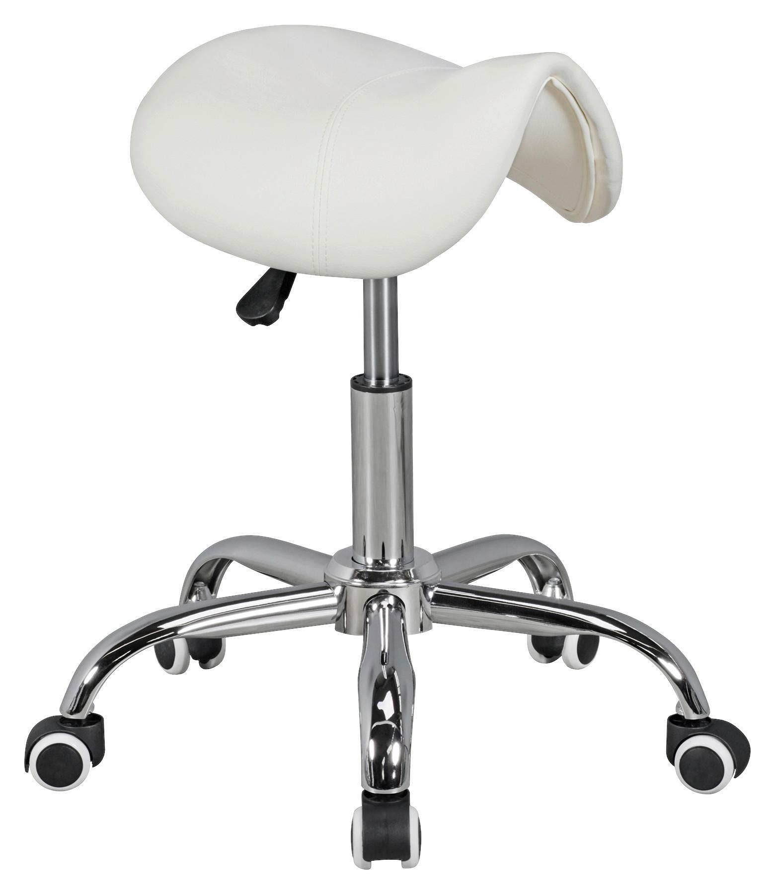 Bürohocker Curve ca. 60x48x60 cm Weiß - Alufarben/Weiß, MODERN, Textil (60/48/60cm) - MID.YOU