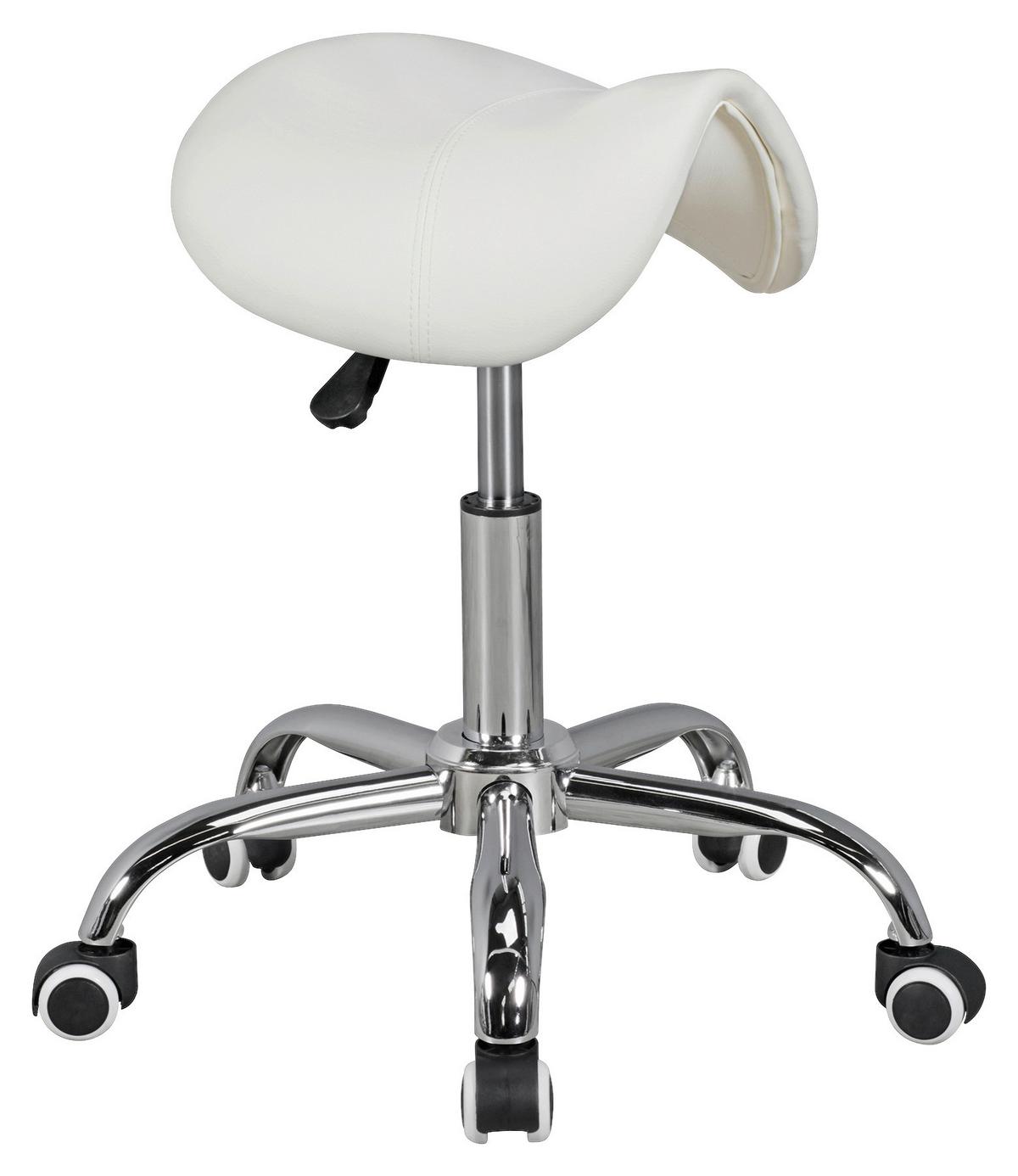 Bürohocker Curve ca. 60x48x60 cm Weiß - Alufarben/Weiß, MODERN, Textil (60/48/60cm) - MID.YOU