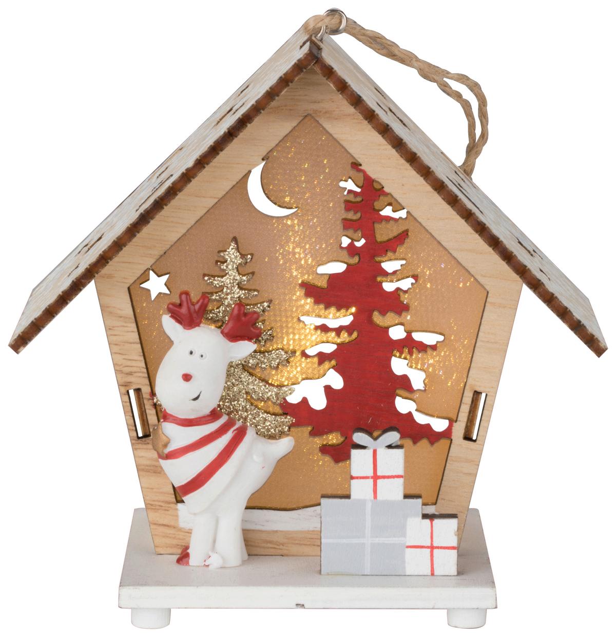 Okrasna Led-svetilka Heloi -Paz- - rdeča/siva, Konvencionalno, les (11,5cm) - Modern Living