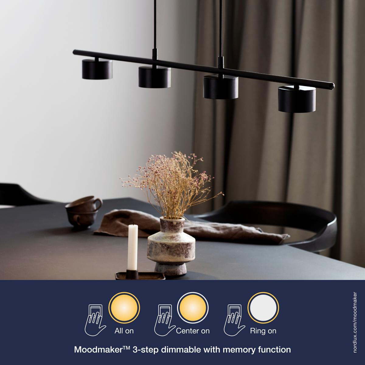 LAMPA WISZĄCA LED 2010813003 CLYDE PELA 4 LINE - czarny, Design, metal (115/8,5cm) - Nordlux