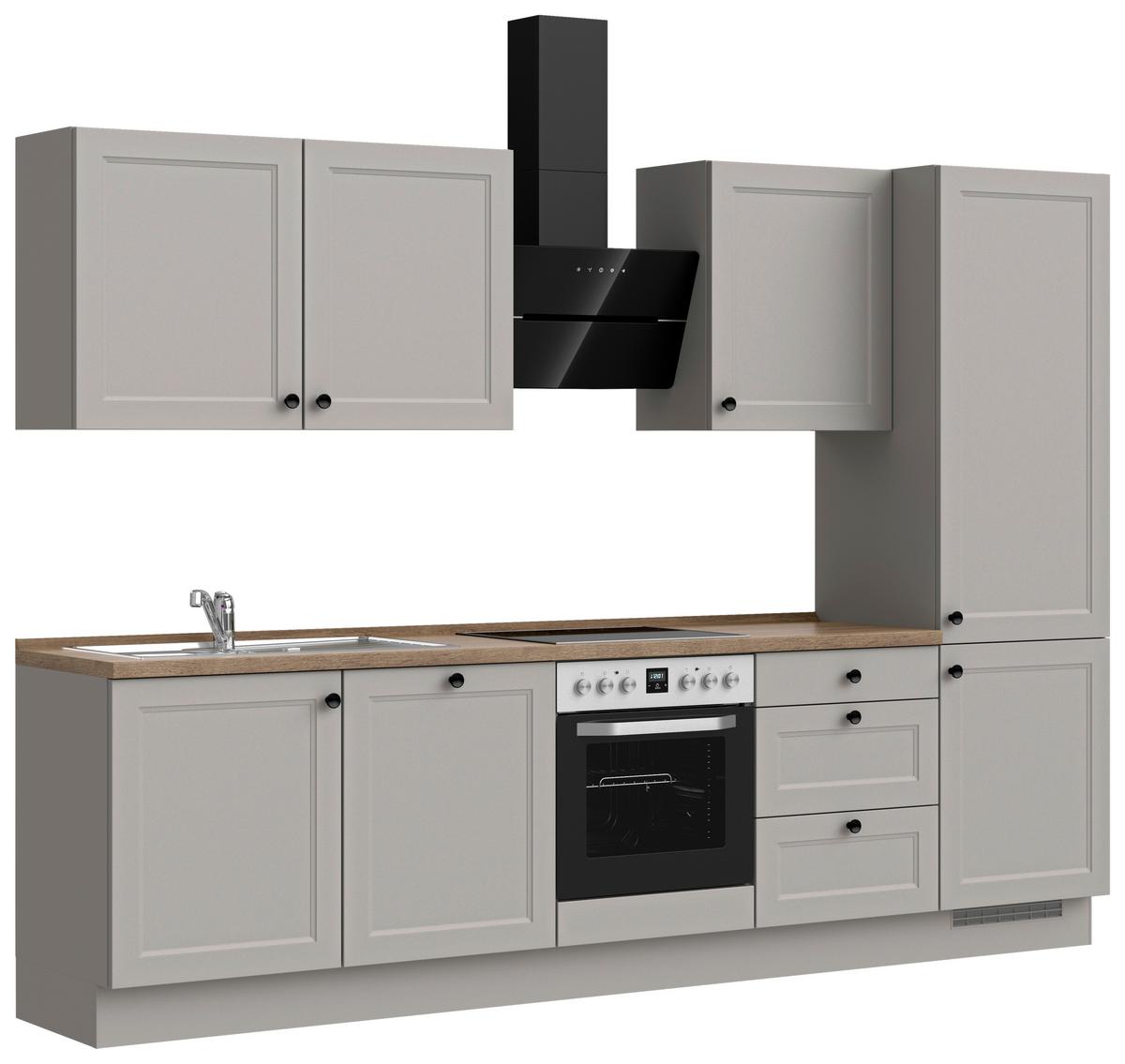 Küchenblock Cascada High m. Geräten Grau - Eiche dunkel/Schwarz, MODERN, Holzwerkstoff/Metall (300cm) - Nobilia