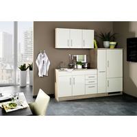 Küchenleerblock Oliver m. Geräten Creme - Chromfarben/Eichefarben, MODERN, Holzwerkstoff/Metall (210cm) - Held