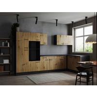 Kotna Kuhinja Brez Aparatov Oliver, 340x172cm - črna/siva, Design, kovina/leseni material (340/172cm) - Respekta