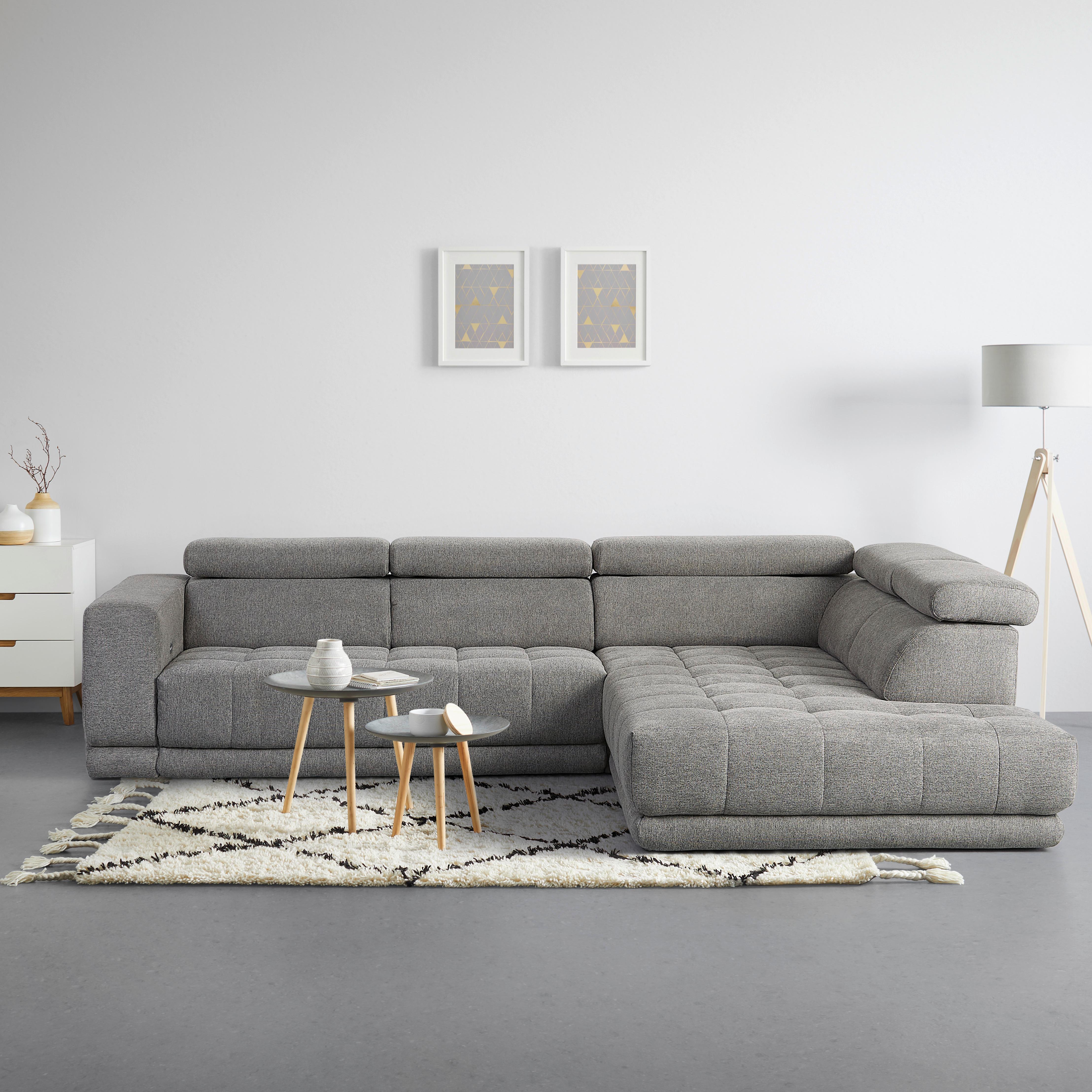 Ecksofa in Grau - Schwarz/Grau, Konventionell, Kunststoff/Textil (321/78-98/230cm) - Modern Living