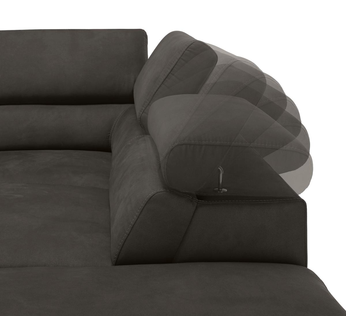 Wohnlandschaft Carmen Dunkelgrau - Chromfarben/Dunkelgrau, Konventionell, Holz/Textil (292/72/226cm) - Premium Living