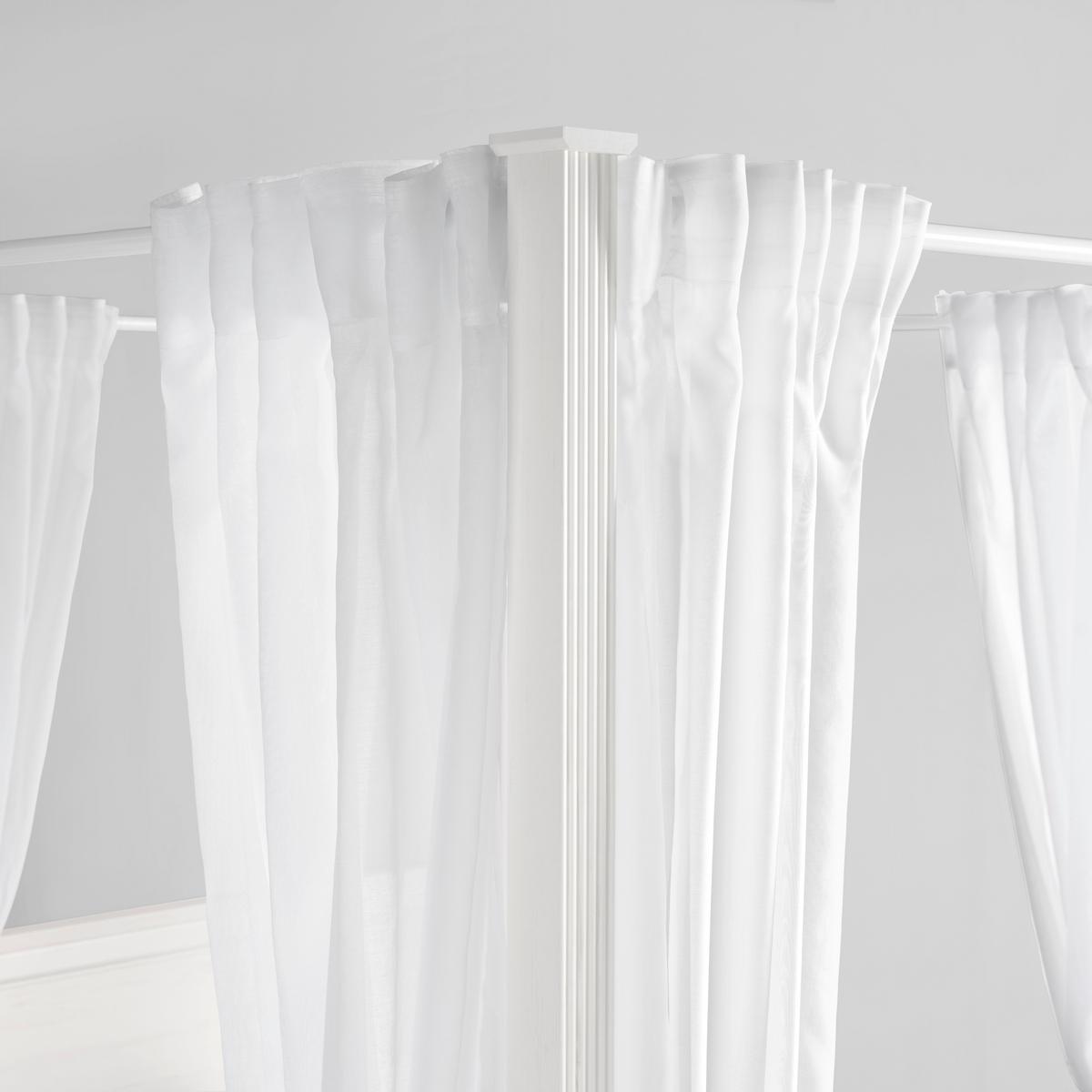 Himmelbett Marilou in Weiss ca. 180x200cm - Weiss/Schwarz, Romantik / Landhaus, Holzwerkstoff/Kunststoff (180/200cm) - Zandiara