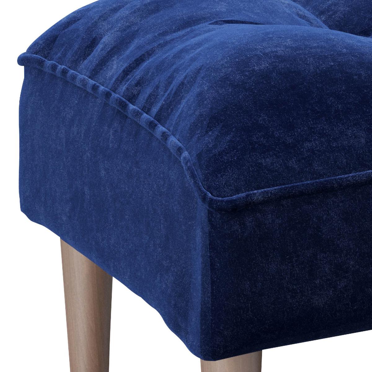 Hocker Scarlett Blau Samt - Blau, KONVENTIONELL, Holz/Textil (88/43,5/57cm) - Playboy