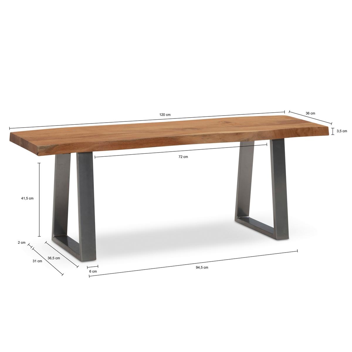 GARDEROBENBANK GARDEROBENBANK - Hellbraun/Chromfarben, Design, Holz/Metall (120/40/45,5cm) - MID.YOU