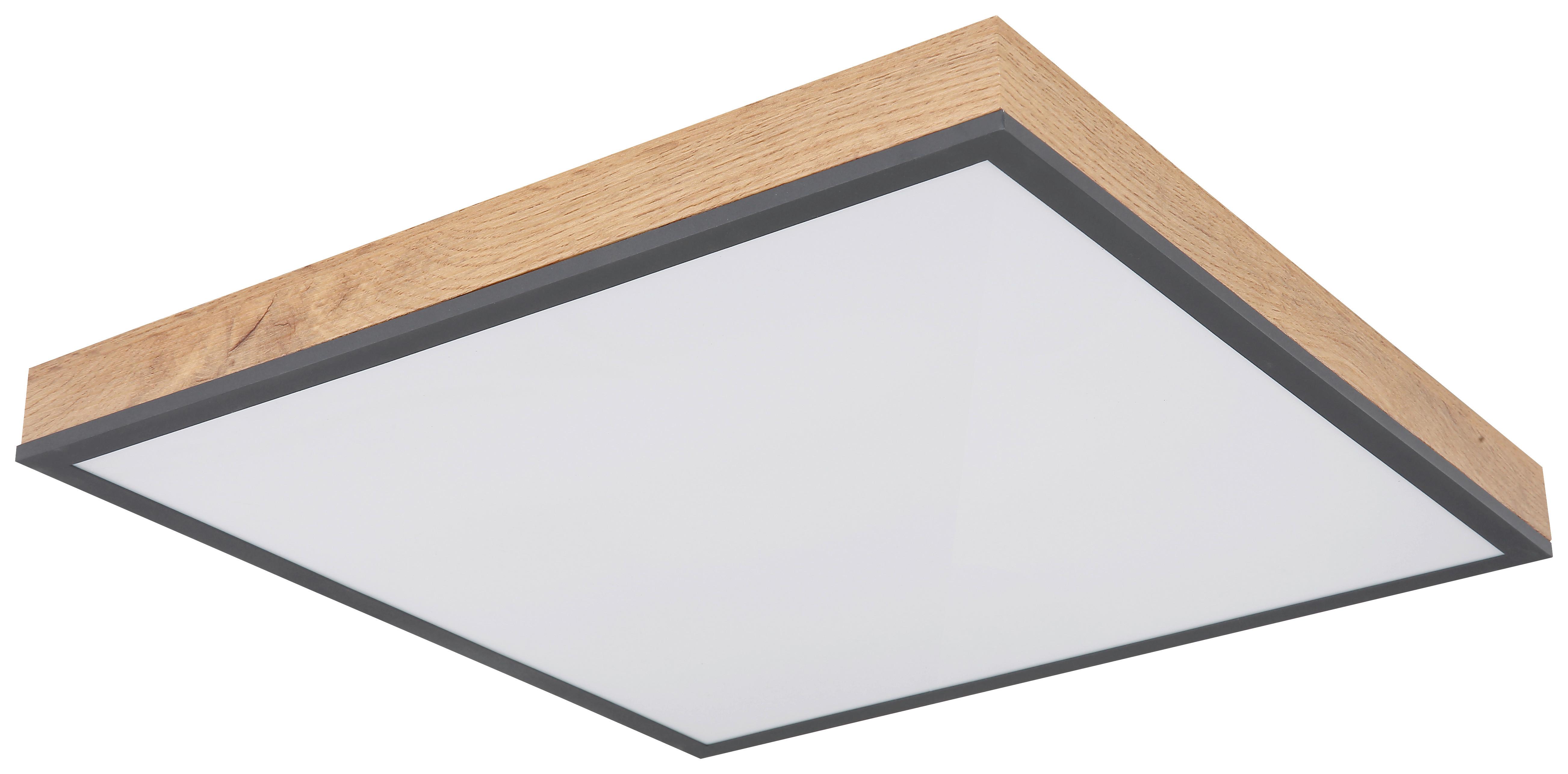LED-TAKLAMPA MOPI - opal/grafitfärgad, Modern, metall/trä (45/45/6,5cm) - Mömax