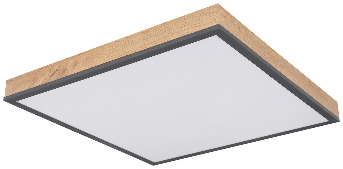 Led Mennyezeti Lámpa Mopi 45/45 - grafitszürke/opál, Modern, műanyag/fa (45/45/6,5cm) - Mömax