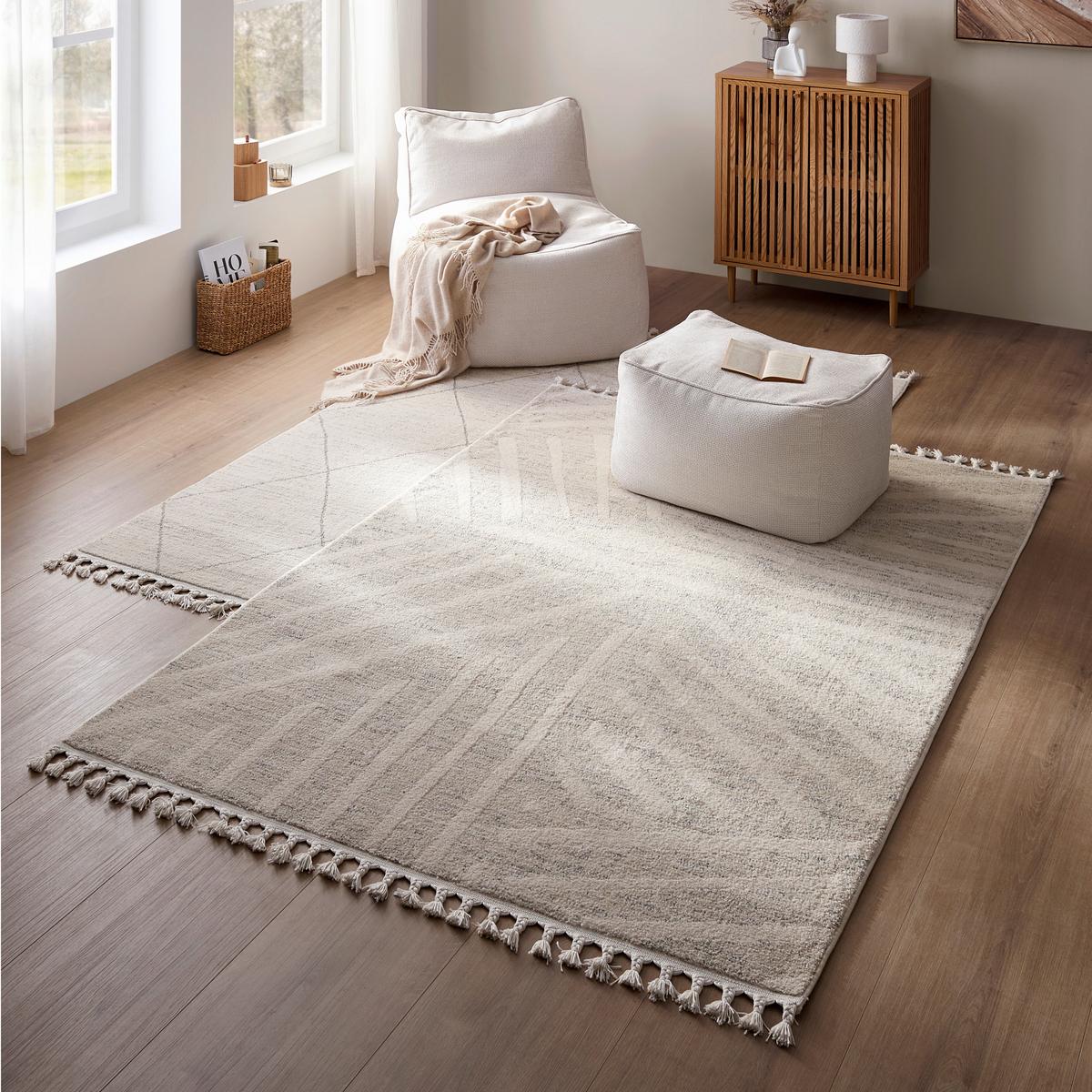 Webteppich Kel Air 4 Elfenbein/Natur ca.190x290cm - Perlmutt/Alabasterfarben, MODERN, Textil (190/290cm) - Mömax