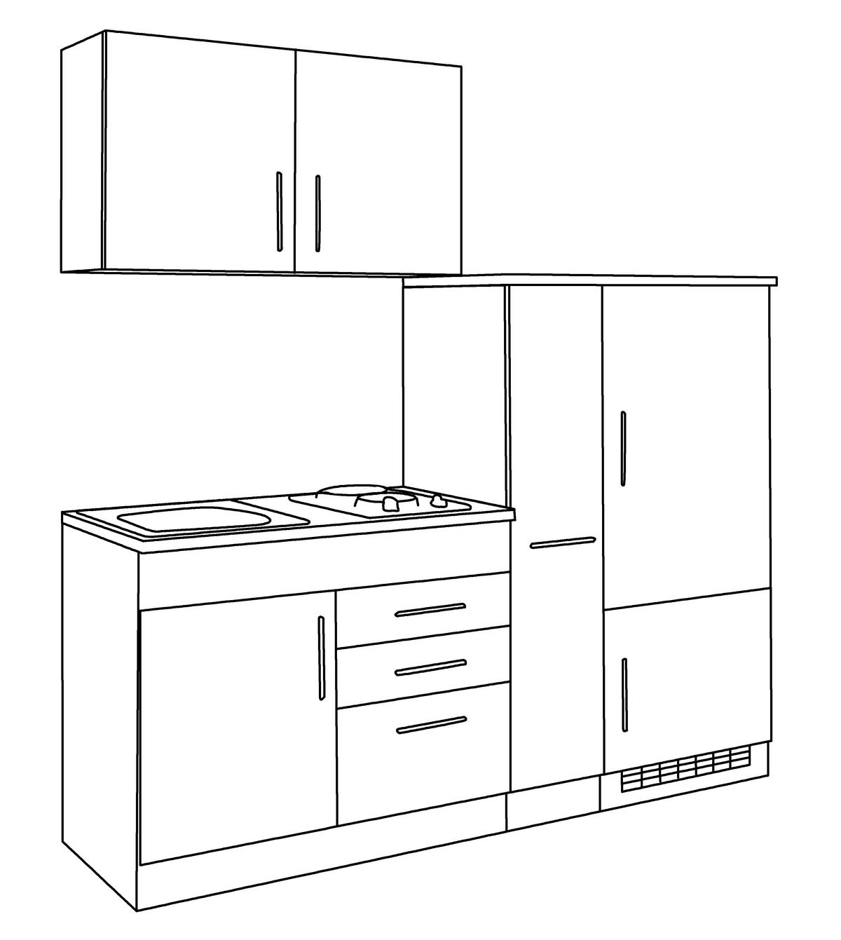 Küchenblock Toronto II m. Geräten Weiß - Chromfarben/Graphitfarben, MODERN, Holzwerkstoff/Metall (190cm) - Held