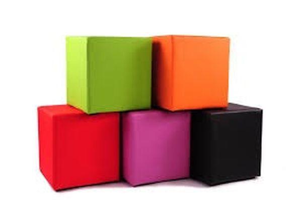 Tabure Colorfull Cube - bijela/bež, Modern, tekstil/plastika (40/40/42cm) - Based