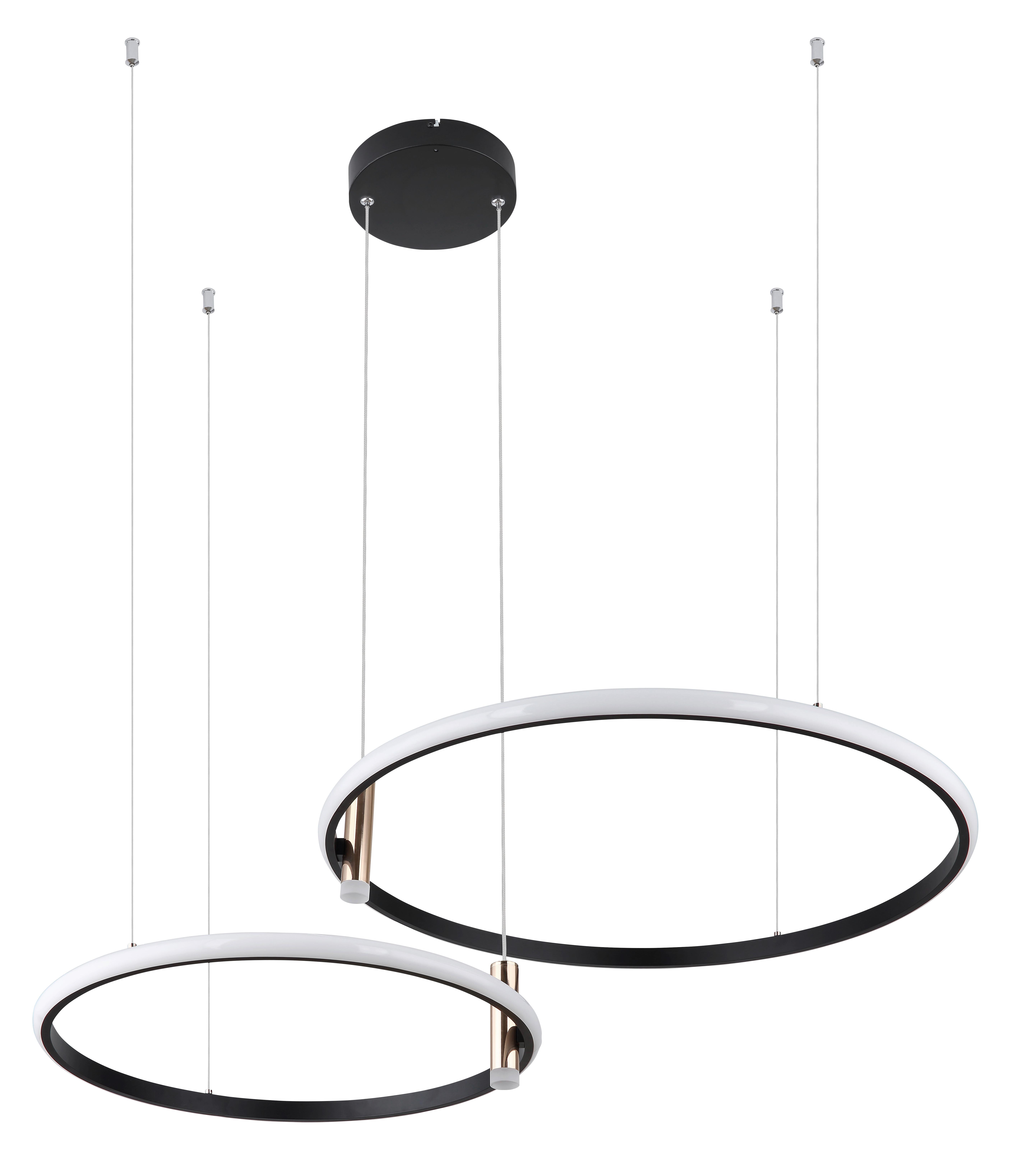 LED-Hängeleuchte 67300H in Schwarz/Gold max. 55 Watt - Goldfarben/Opal, Design, Kunststoff/Metall (102,5/70/150cm) - Globo