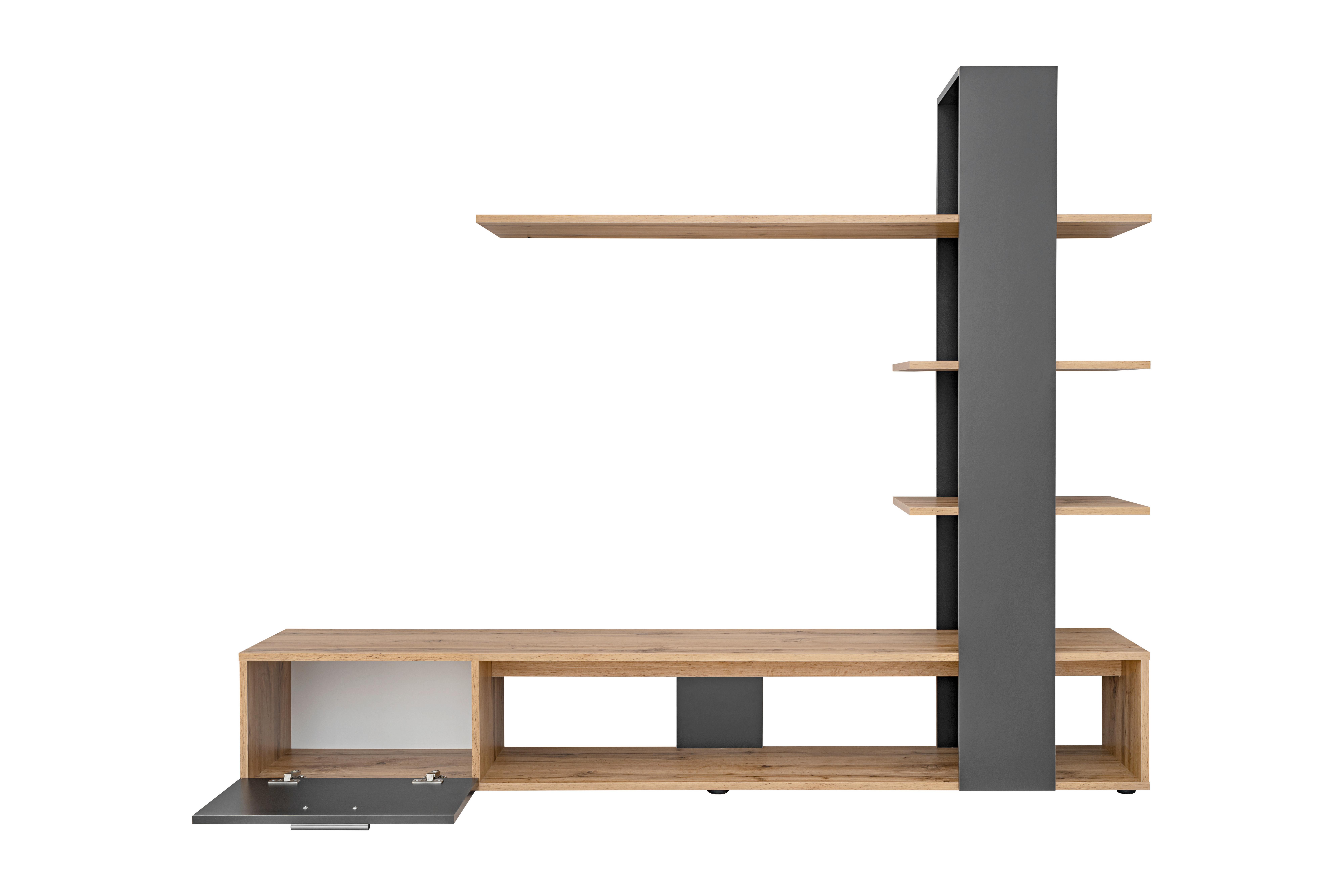 Regal Eco - crna/hrast Wotan, Moderno, drvni materijal/plastika (190/152/35cm) - Bessagi