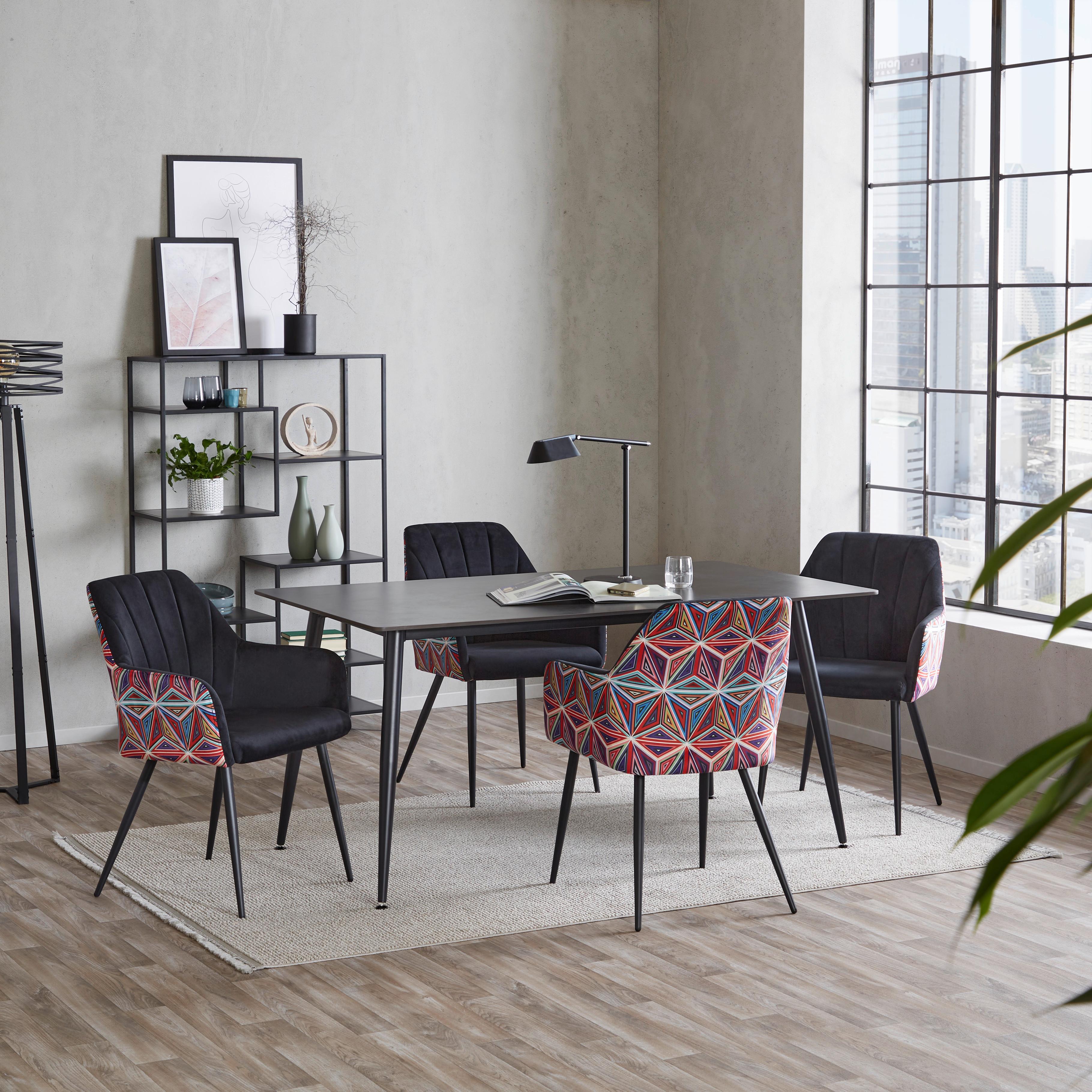 KRZESŁO Z PODŁOKIETNIKAMI TRENDY - czarny/różnokolorowy, Modern, metal/tkanina (60/84/62cm) - MID.YOU