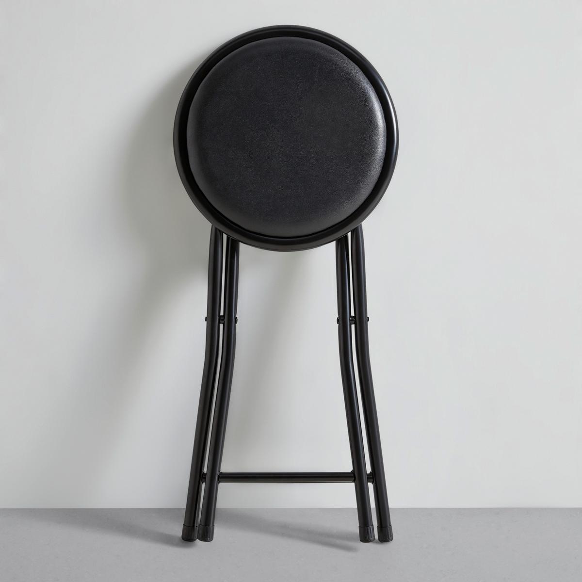 Taburet pliabil RAKI II - negru, Konventionell, metal/textil (30/45cm) - Modern Living
