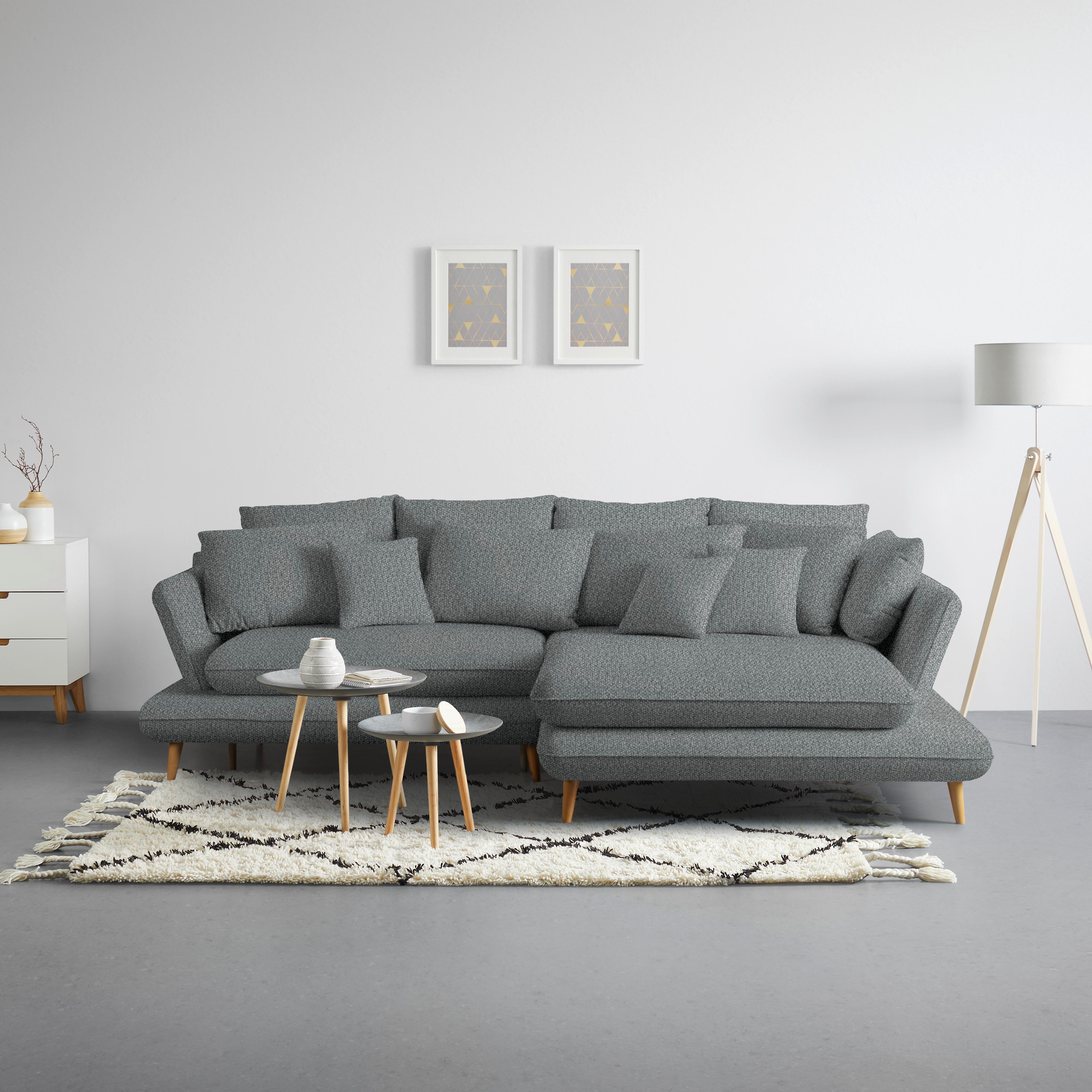 Kutna Garnitura Monte - tamno siva/prirodne boje, Romantično / ladanjski, tekstil/drvo (283/181cm) - Premium Living