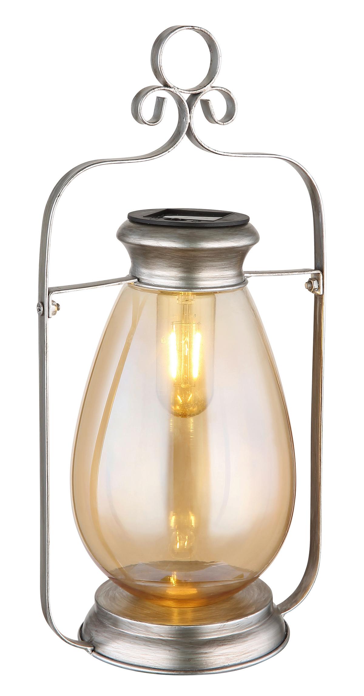 Solarleuchte 36647  Solar - Silberfarben/Schwarz, Design, Glas/Kunststoff (17/15/36,5cm) - Globo