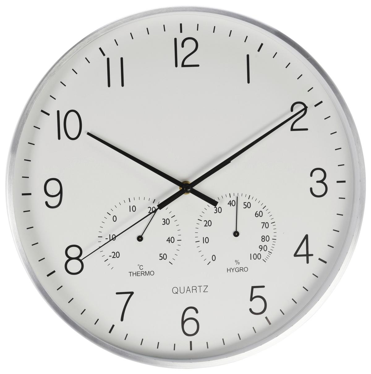 Wanduhr Alluminium Silberfarben Ø ca. 38cm - Silberfarben, Basics, Metall (38/4,2cm) - Mömax