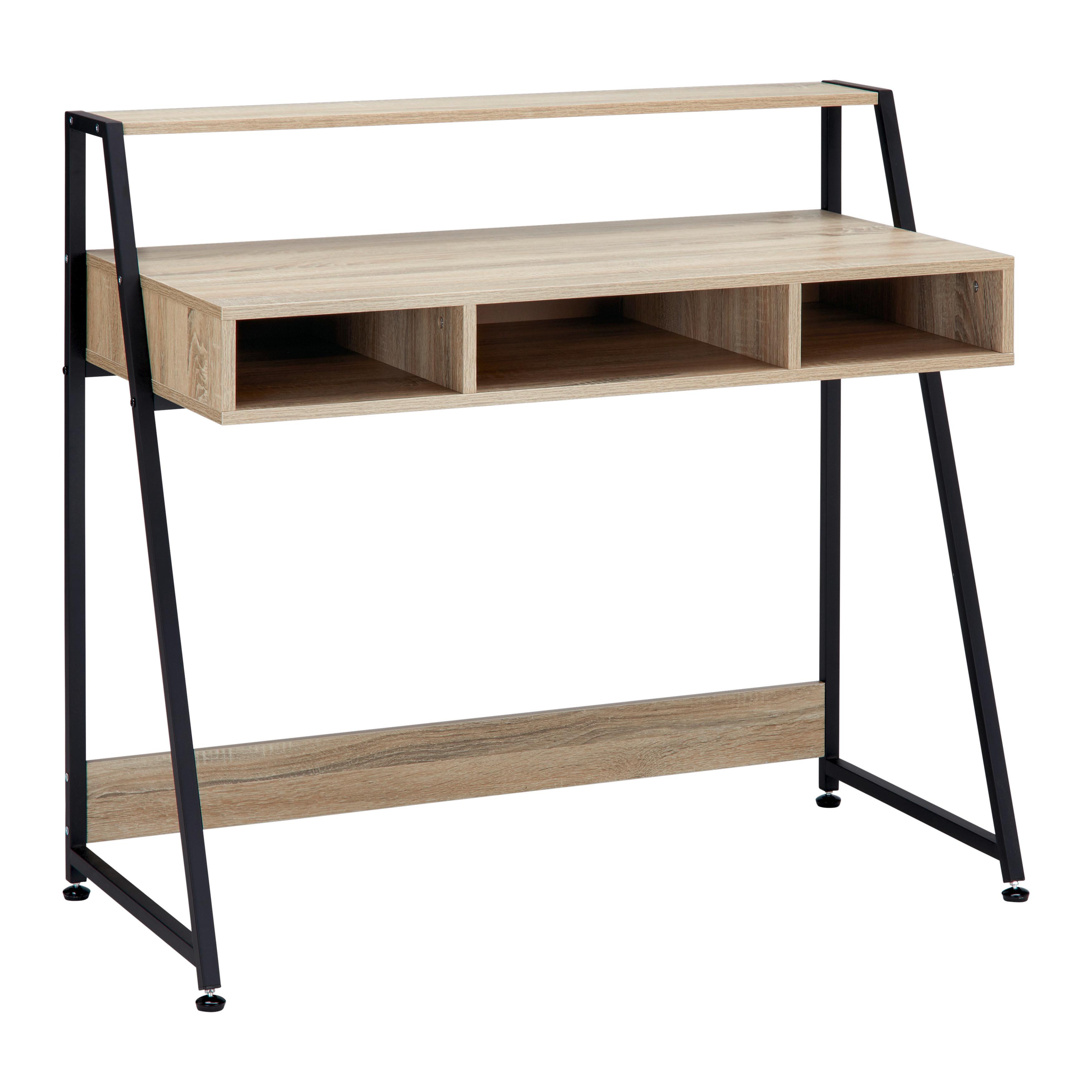 Schreibtisch Denis Eichefarben MDF ca. 100x48 cm - Eichefarben/Schwarz, MODERN, Holz/Metall (100/48/94cm) - Bessagi Home
