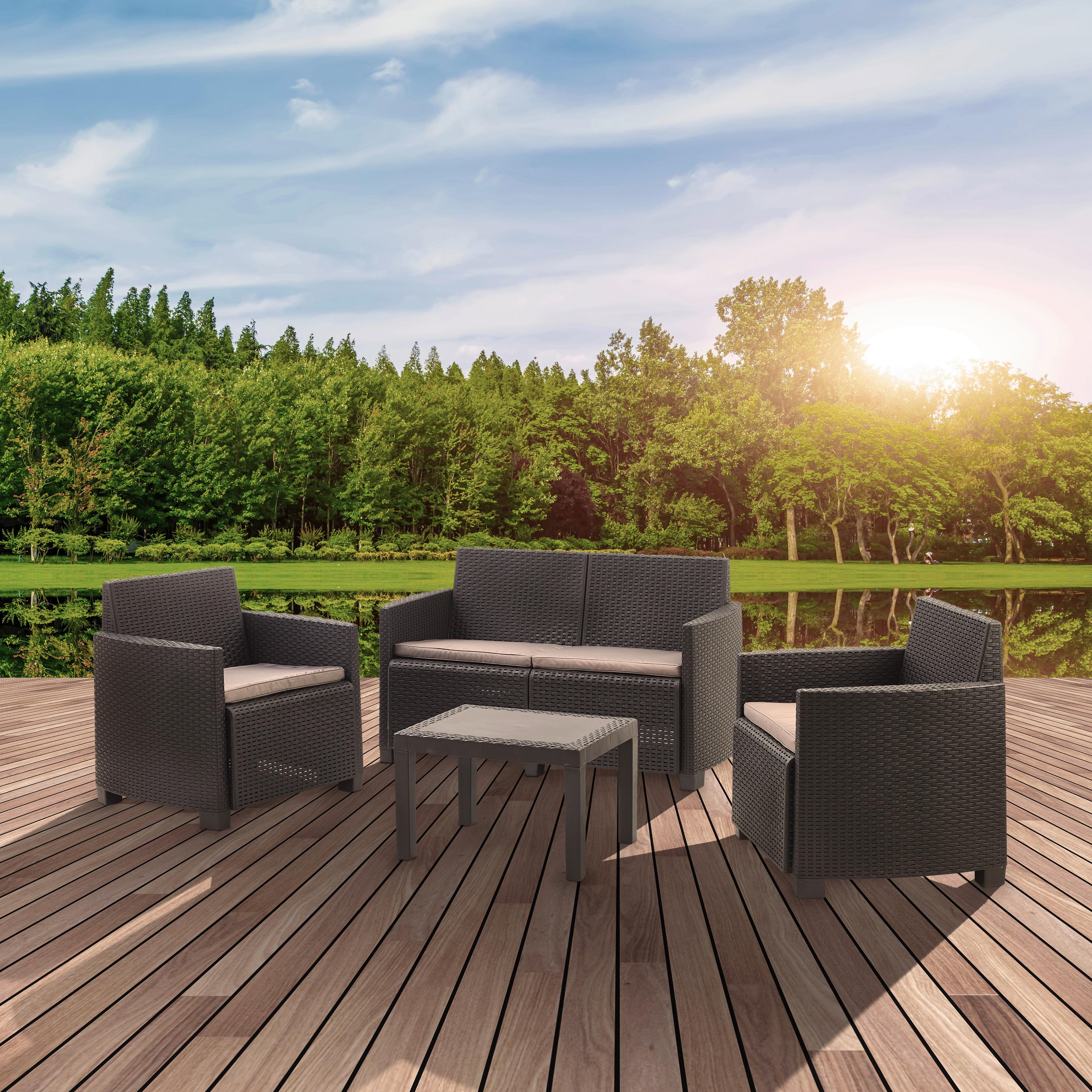 Lounge Garnitúra Arena - Antracit, modern, Műanyag (53/53/40cm) - Modern Living