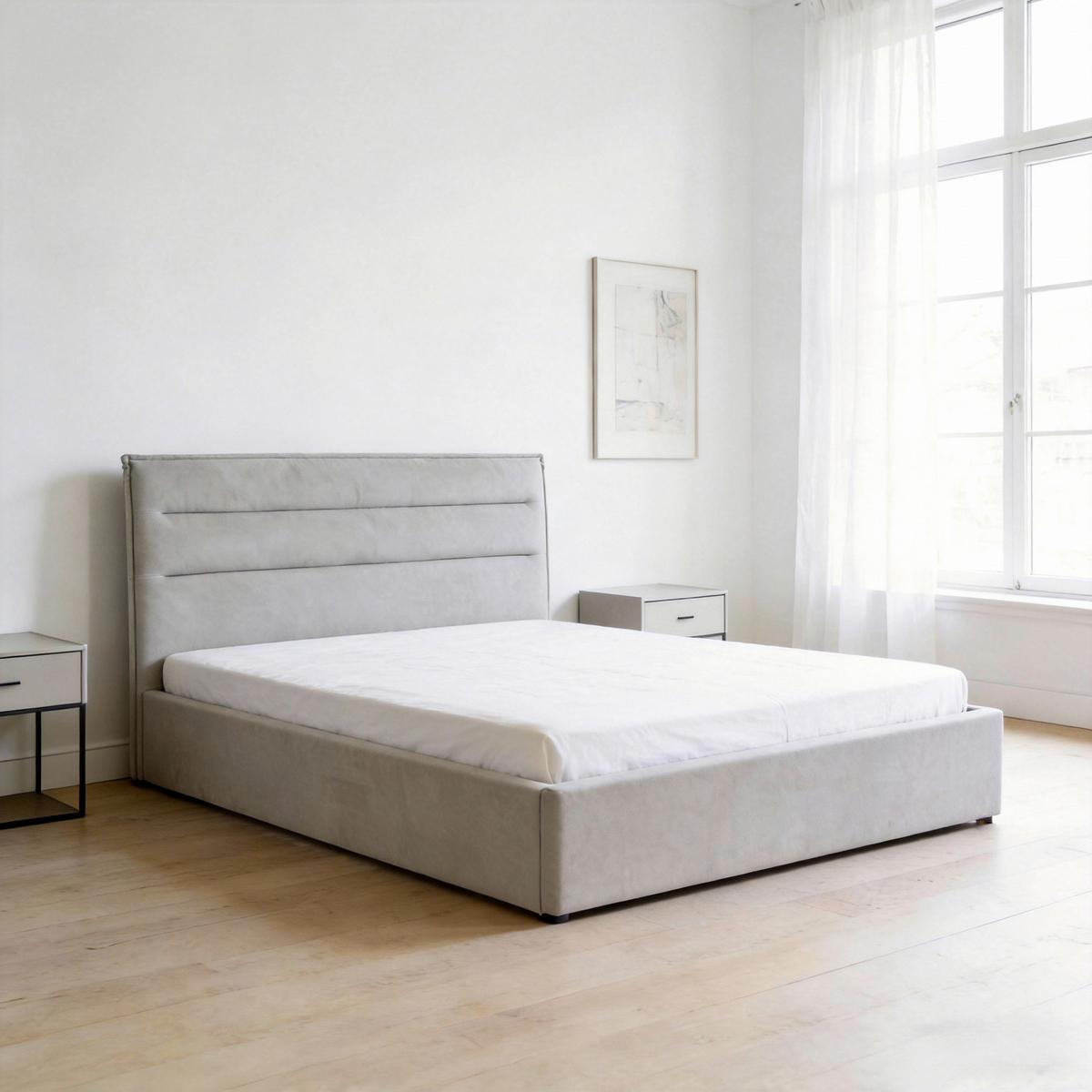 Polsterbett Sienna Hellgrau ca. 180x200cm - Hellgrau/Schwarz, LIFESTYLE, Holz/Kunststoff (180/200cm) - Based