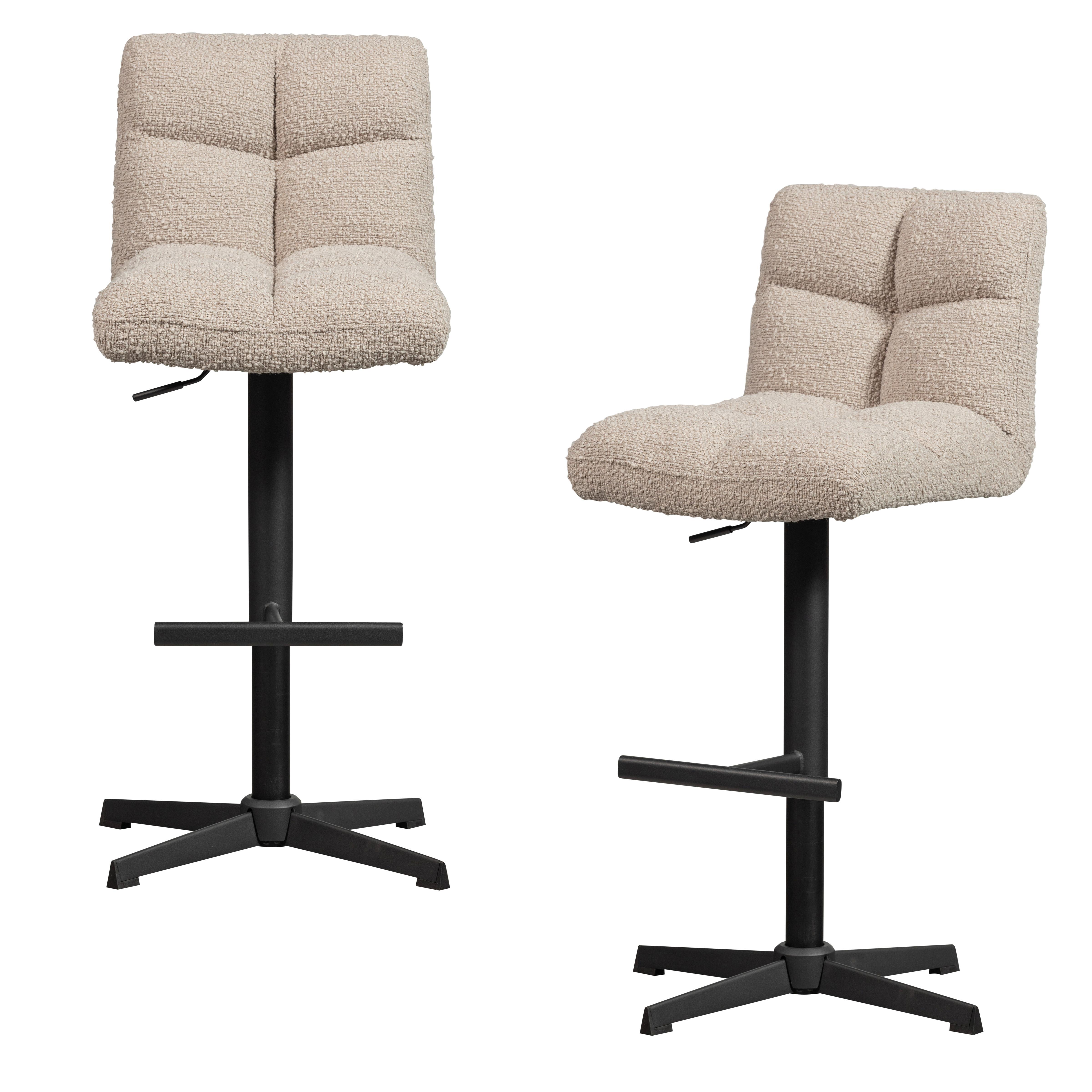 Barhocker-Set Vinny Sandfarben B: 44cm - Sandfarben/Schwarz, Design, Textil/Metall (44/114/58cm) - Livetastic
