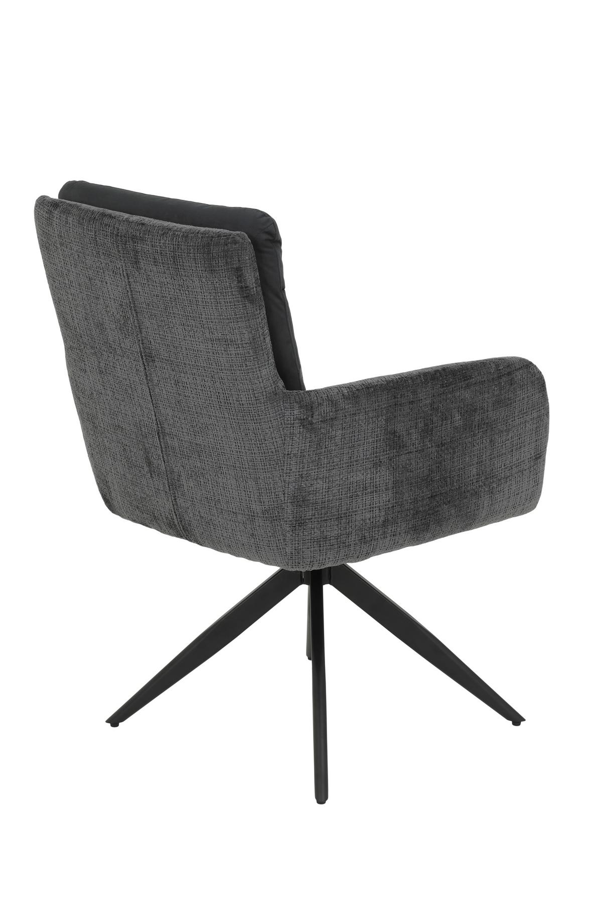 ARMLEHNSTUHL-SET LEANDRA S 2ER-SET - Anthrazit/Schwarz, MODERN, Textil/Metall (63/92/69cm) - MID.YOU