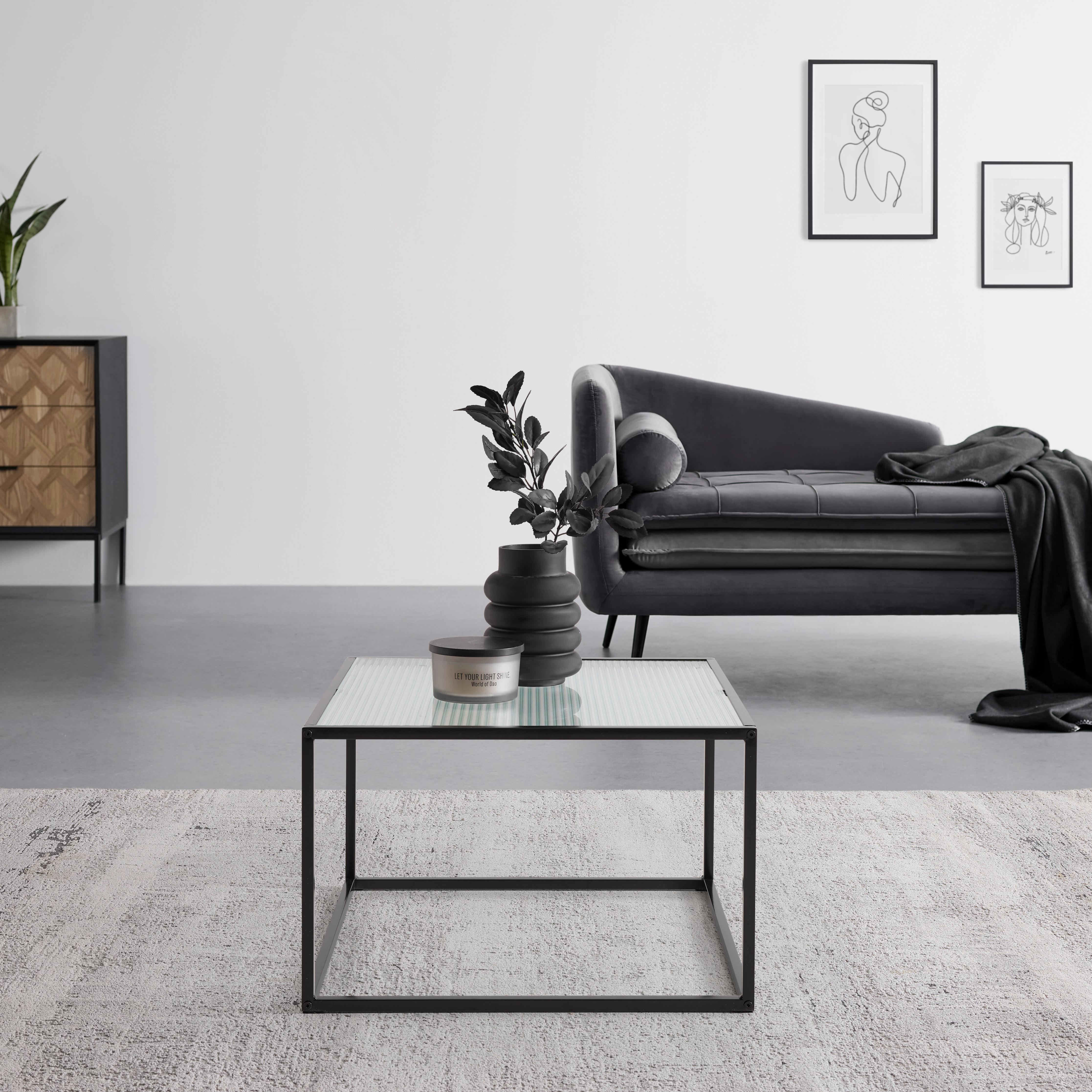SOFFBORD KUBO -BASED- - svart, Modern, metall/glas (60/60/38cm) - Based