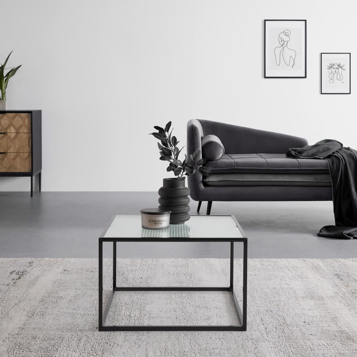 Dohányzóasztal Üveg Kubo - fekete, Modern, üveg/fém (60/60/38cm) - Mömax