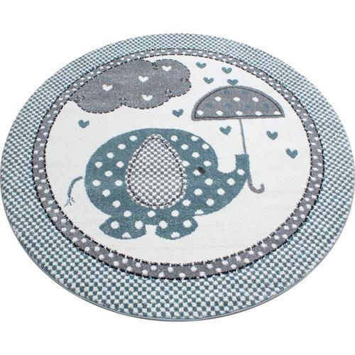 Kinderteppich Kids Blau/Grau/Weiß Ø ca. 160cm - Blau/Weiß, Trend, Textil (160cm)