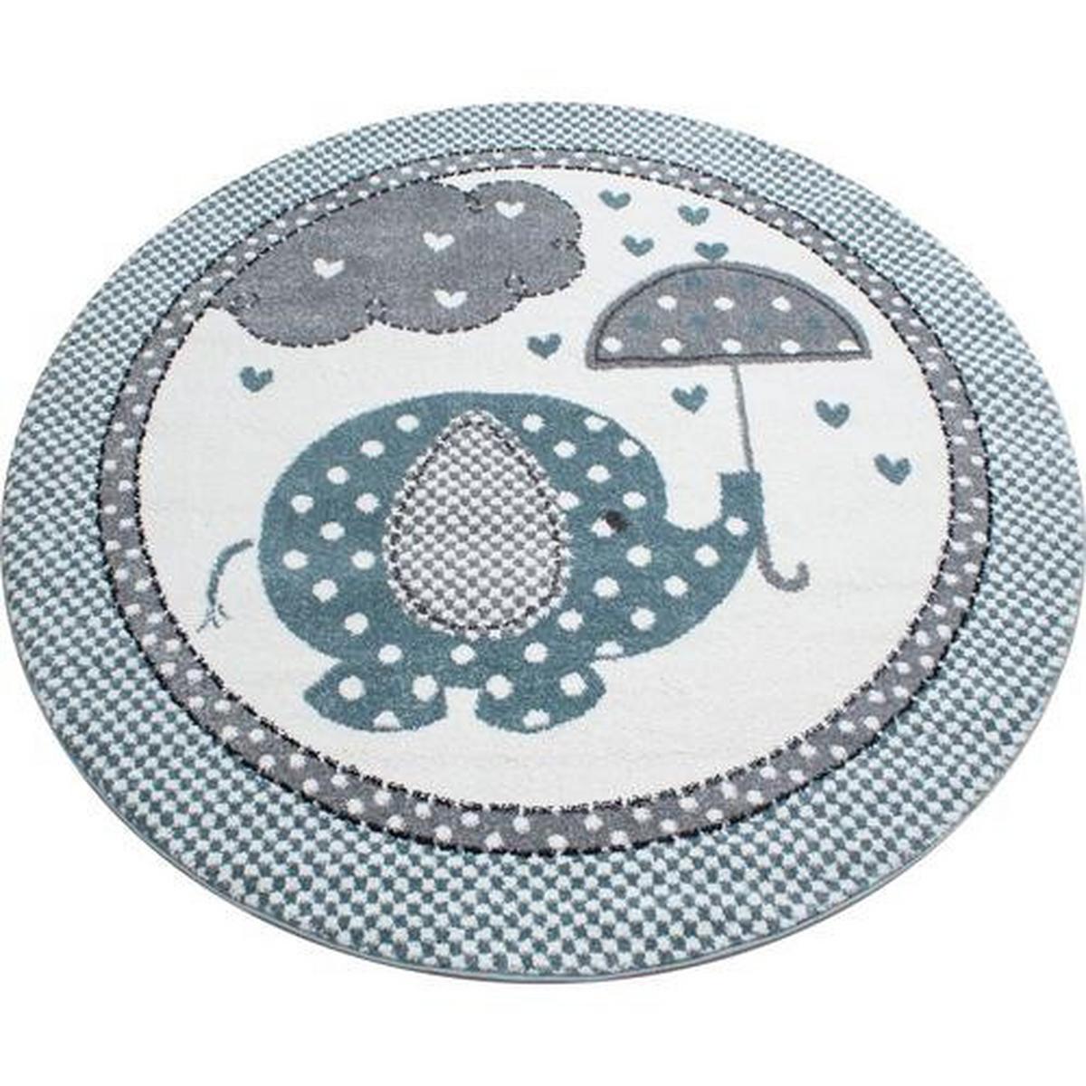 Kinderteppich Kids Blau/Grau/Weiß Ø ca. 120cm - Blau/Weiß, Trend, Textil (120cm)
