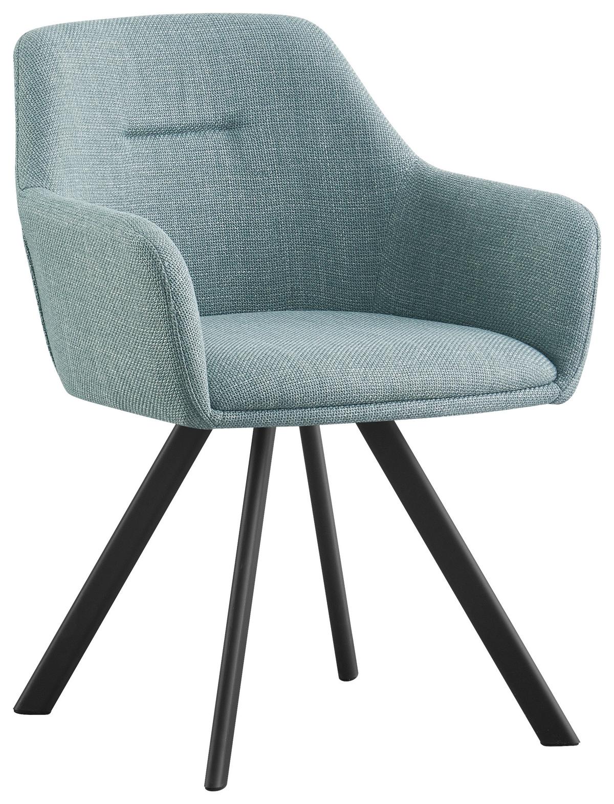 KRZESŁO Z PODŁOKIETNIKAMI MARKO -HOM IN EXKLUSIV- - czarny/jadeitowa zieleń, Design, metal/tkanina (58,5/78,5/60cm) - Hom`in