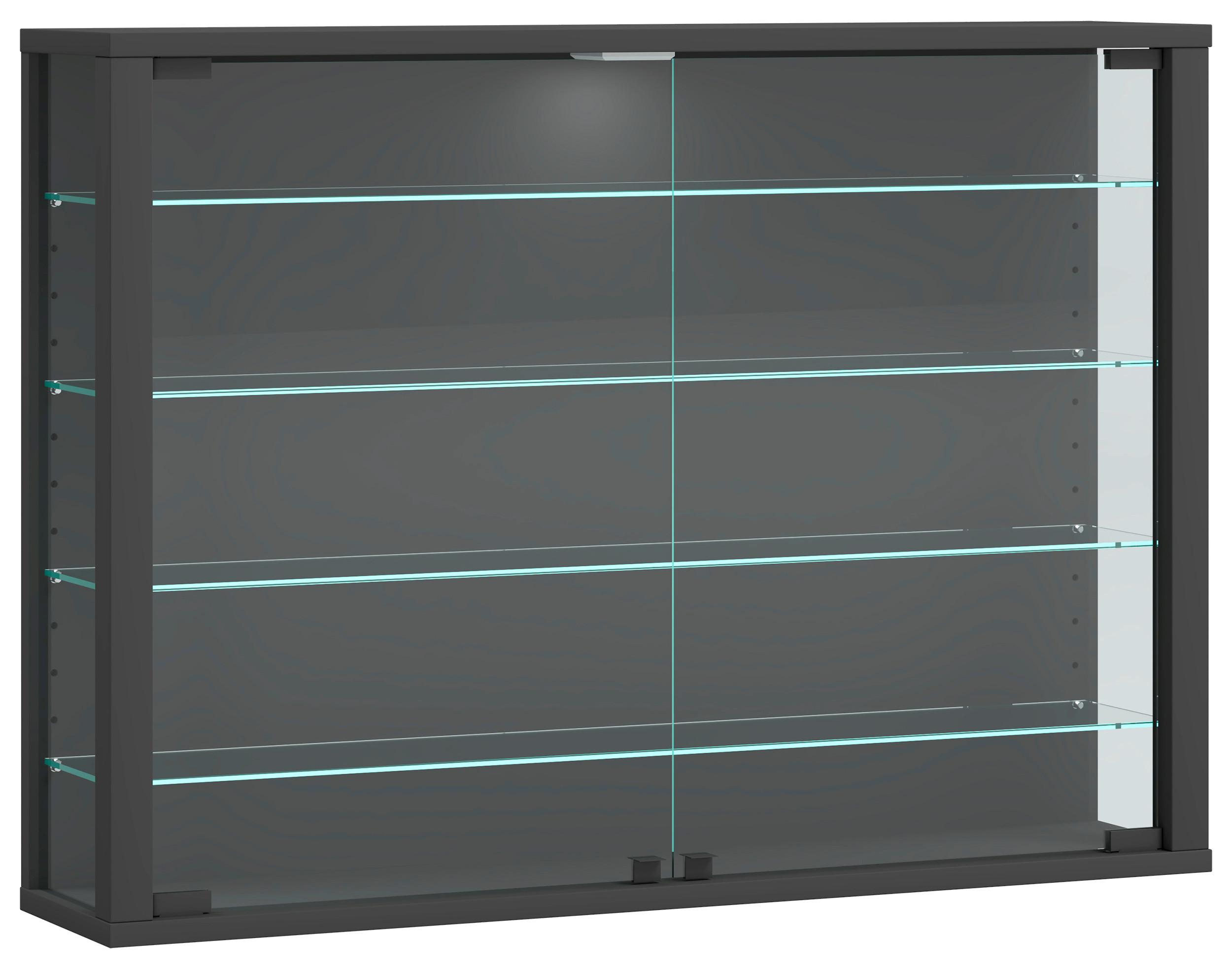 Viseča Vitrina Vitrosa L, Antracit - antracit, Design, steklo/leseni material (83/60/18cm) - MID.YOU