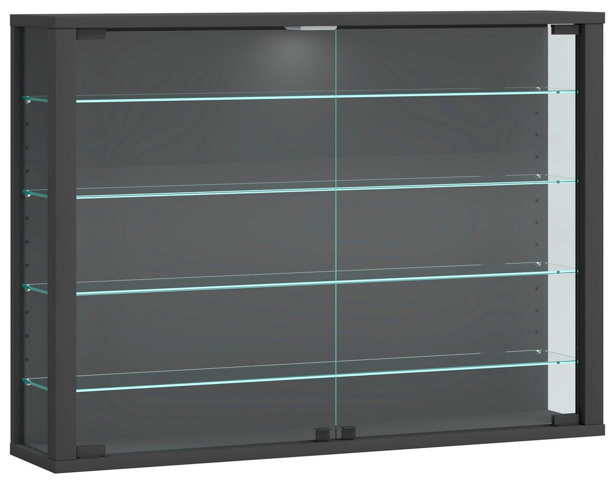 Viseča Vitrina Vitrosa L, Antracit - antracit, Design, steklo/leseni material (83/60/18cm) - MID.YOU