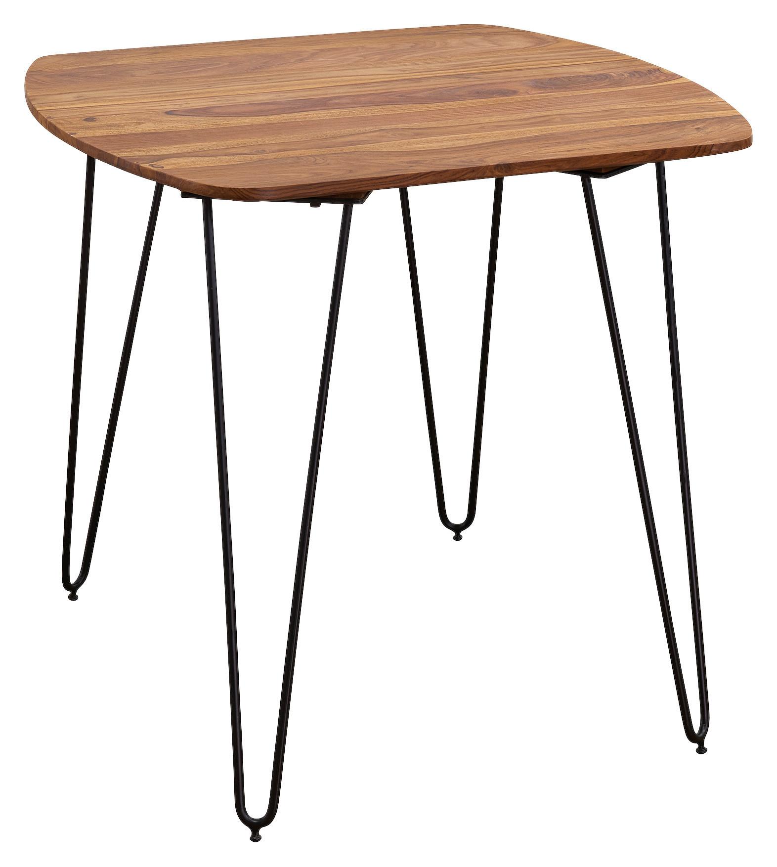 Esstisch "WL5.627" , ca 80x80x76 cm , aus Sheesham - Sheeshamfarben/Schwarz, MODERN, Holz/Metall (80/80/76cm) - MID.YOU
