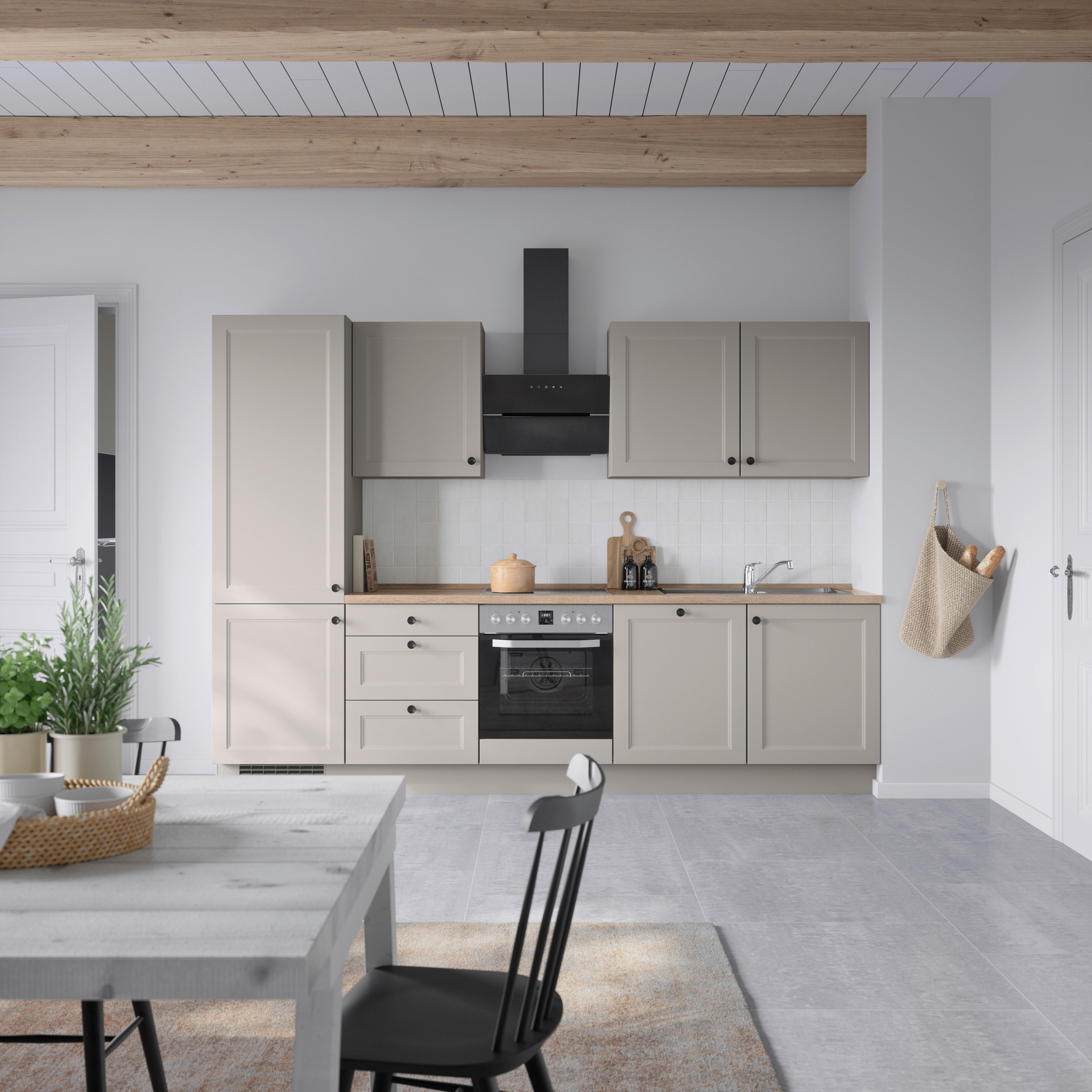 Küchenblock Cascada High m. Geräten Grau - Eiche dunkel/Schwarz, MODERN, Holzwerkstoff/Metall (300cm) - Nobilia