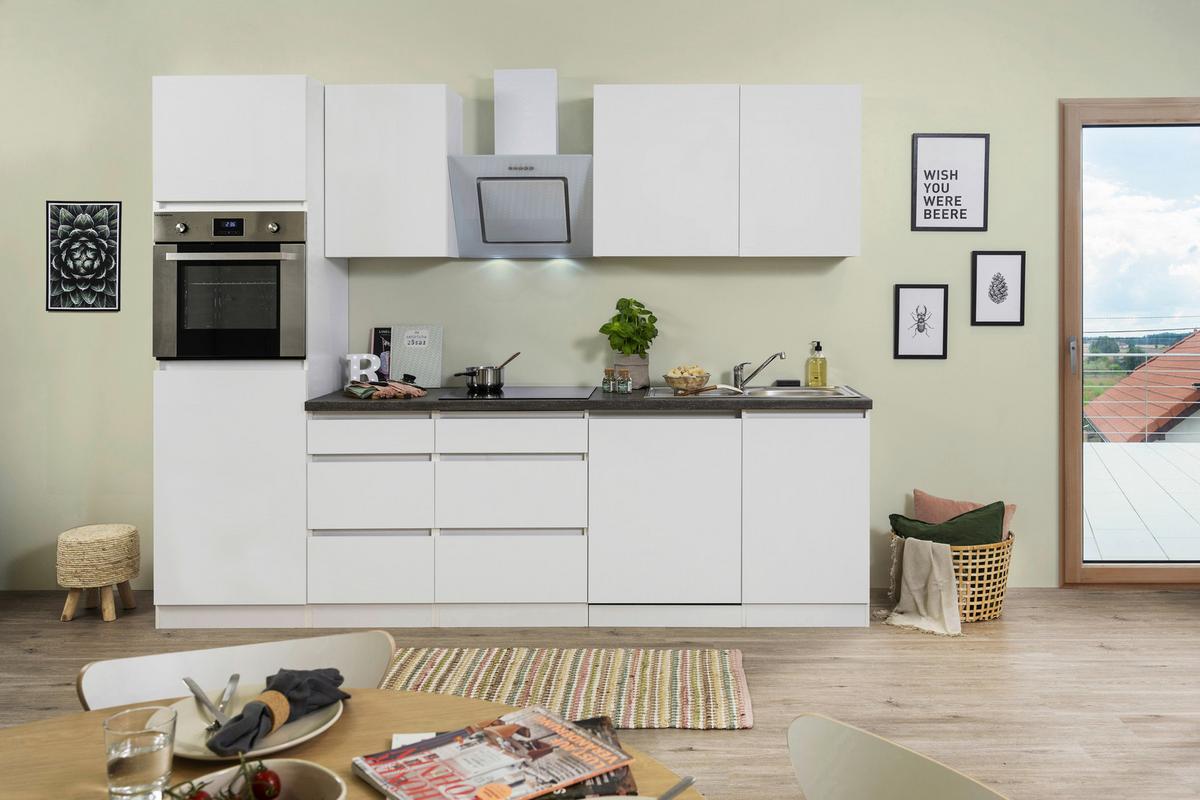 Küchenblock Premium Weiß B: ca. 280 cm - Weiß/Braun, MODERN, Holzwerkstoff (280cm) - Respekta