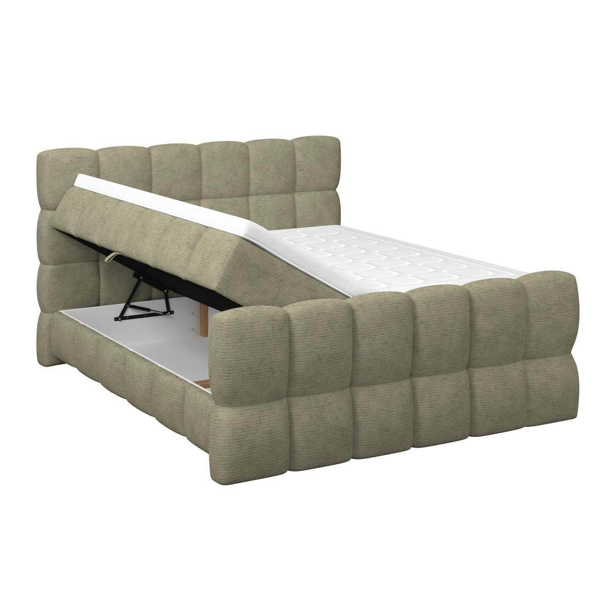 Postelja Boxspring Brisbane, Zelena, 180x200 - črna/zelena, Trend, umetna masa/tekstil (180/200cm) - Premium Living