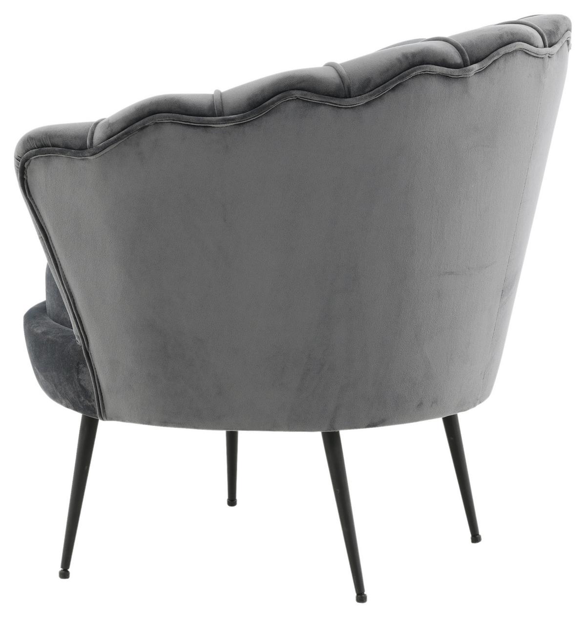 Sessel Calais ca. 83x76 cm Dunkelgrau Samt - Dunkelgrau/Schwarz, Design, Textil/Metall (83/76/77cm) - Livetastic