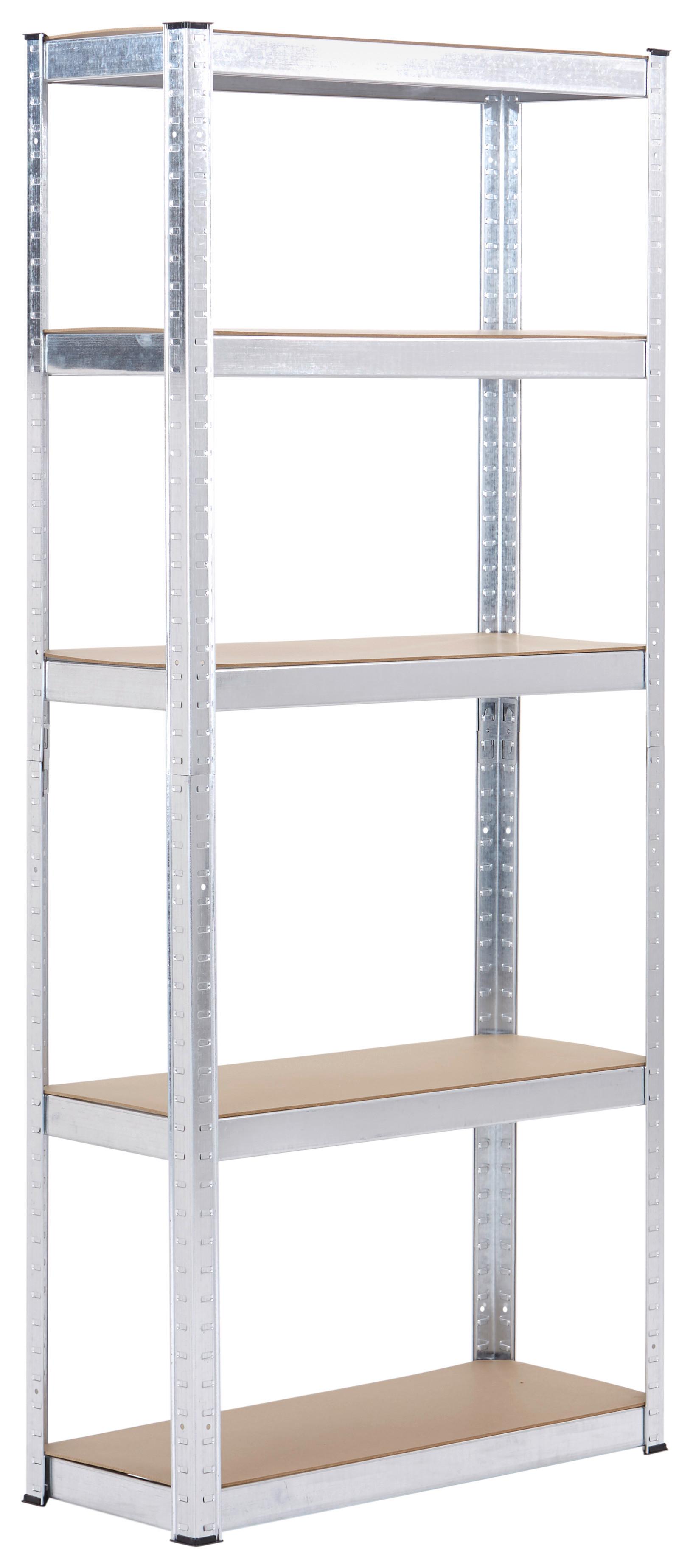 Regal Z Visoko Nosilnostjo Leo, Srebrna - srebrne barve, Trend, kovina/leseni material (75/175/30cm) - Homezone