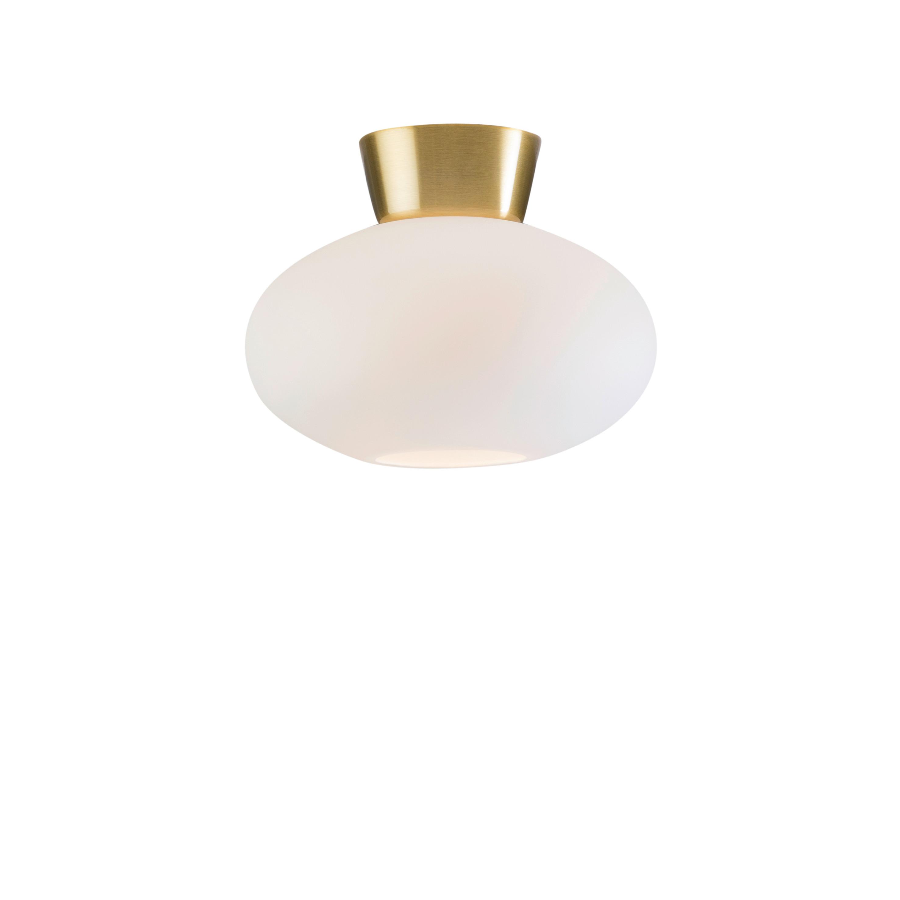Deckenleuchte Bullo Opal max. 60 Watt - Messingfarben/Opal, KONVENTIONELL, Glas/Metall (27/27/21,2cm) - Belid
