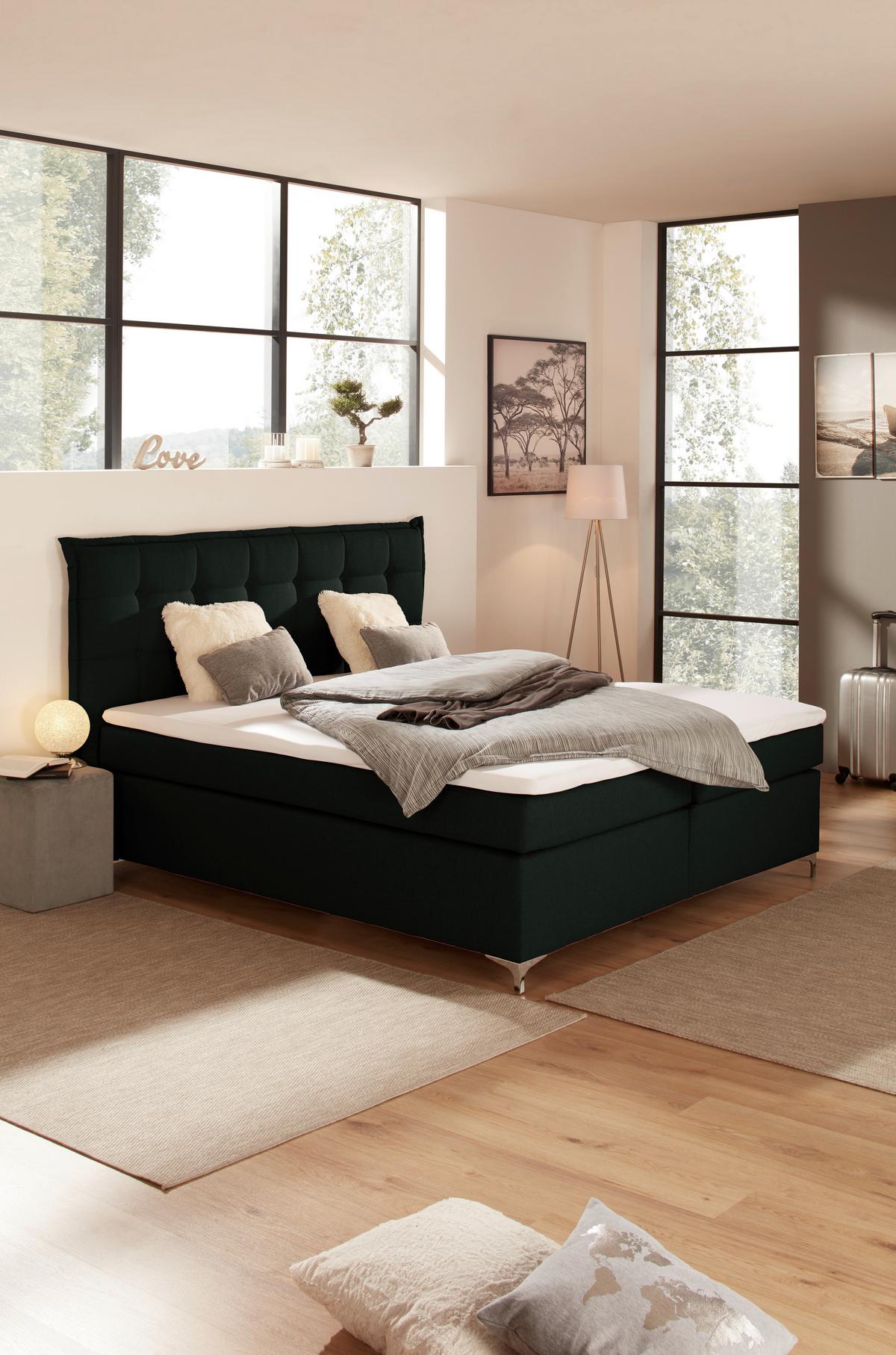 Boxspring Krevet Fabio - crna, Moderno, tekstil/metal (180/200cm)
