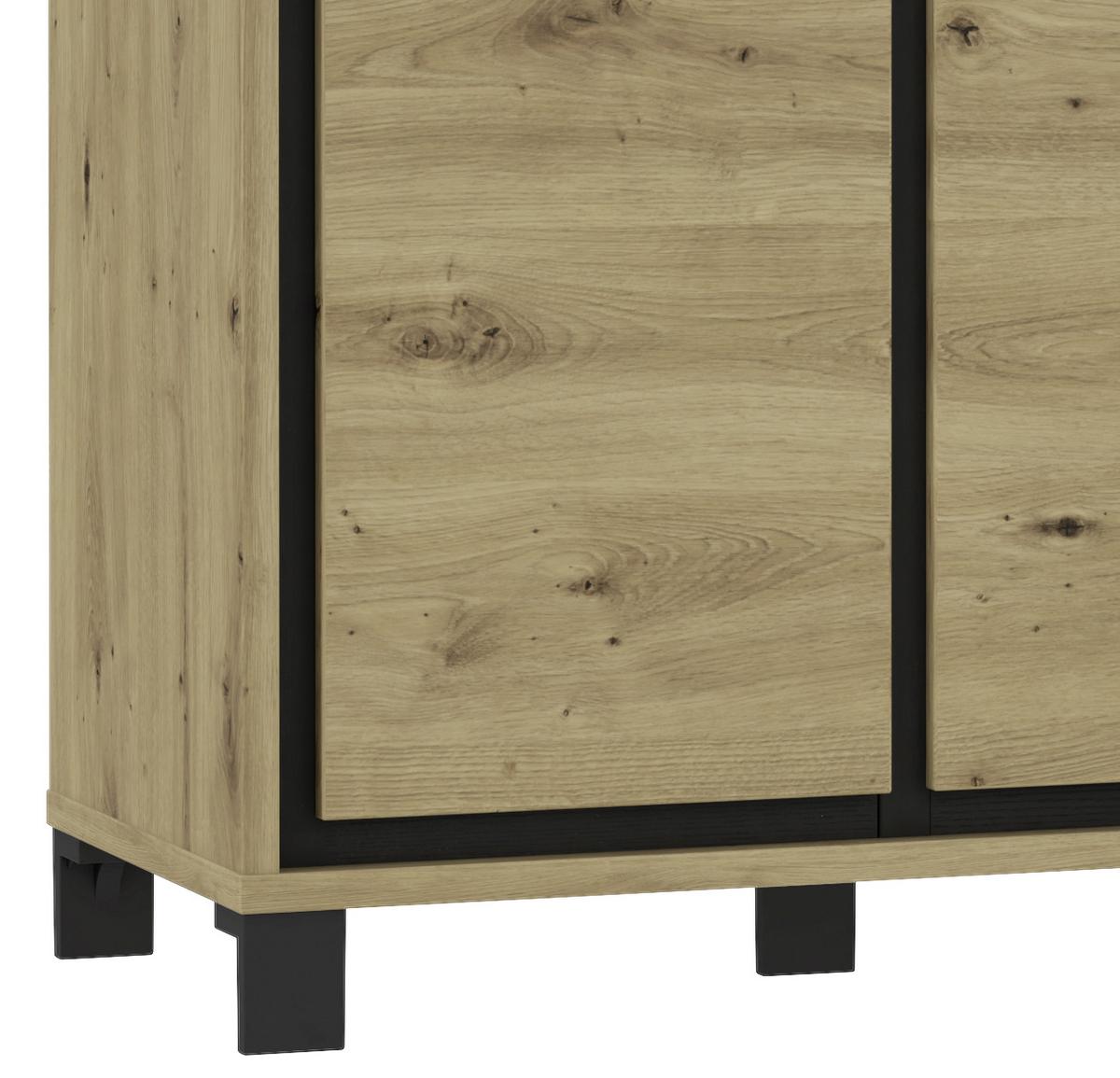 Kommode "Trondheim" , Schwarz, Eiche - Eichefarben/Schwarz, MODERN, Holzwerkstoff/Kunststoff (91,4/91,2/41,5cm) - MID.YOU